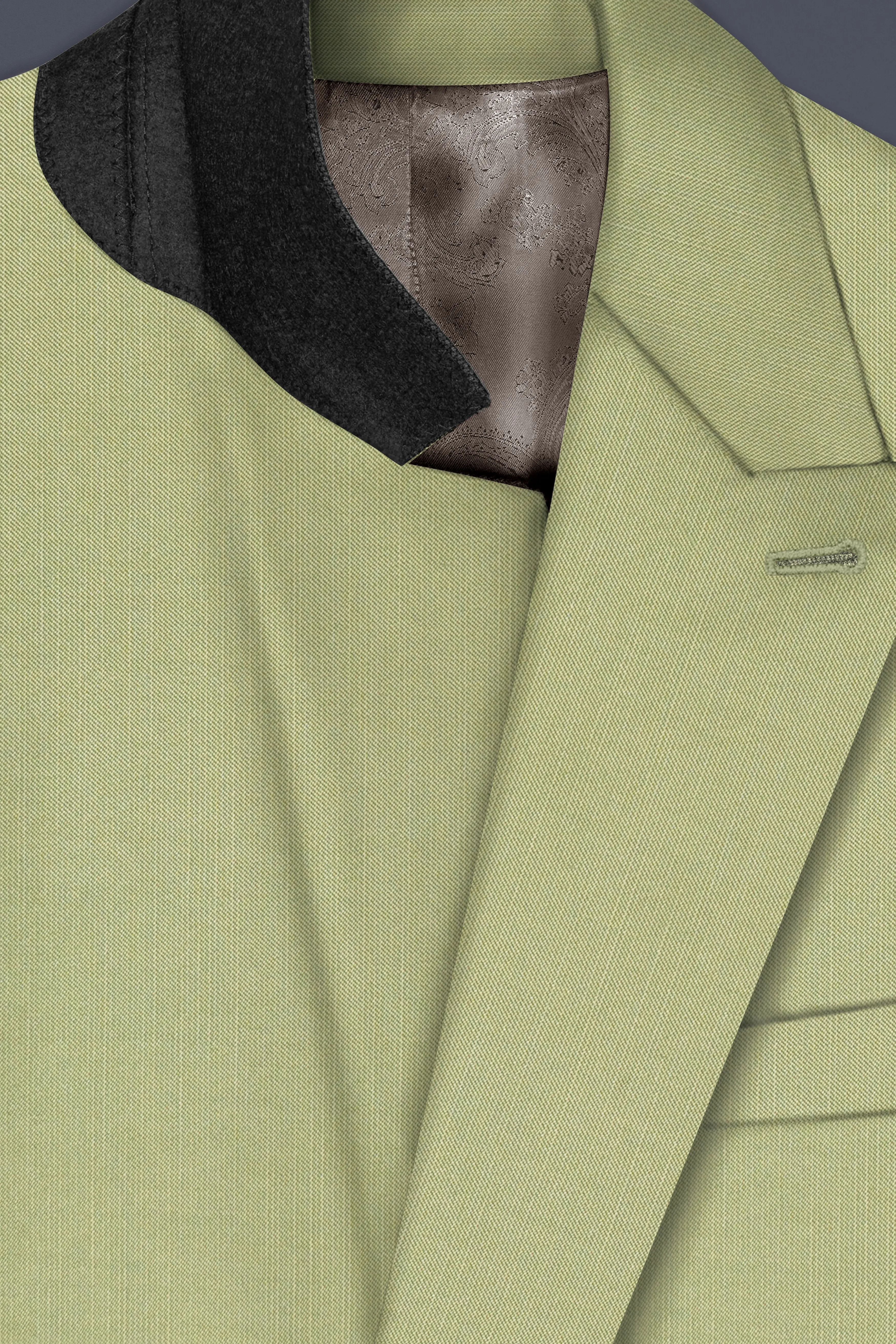 Marsh-Swamp Green Solid Wool Rich Double Breasted Slight Stretch Blazer sold by French Crown product image thumbnail 4