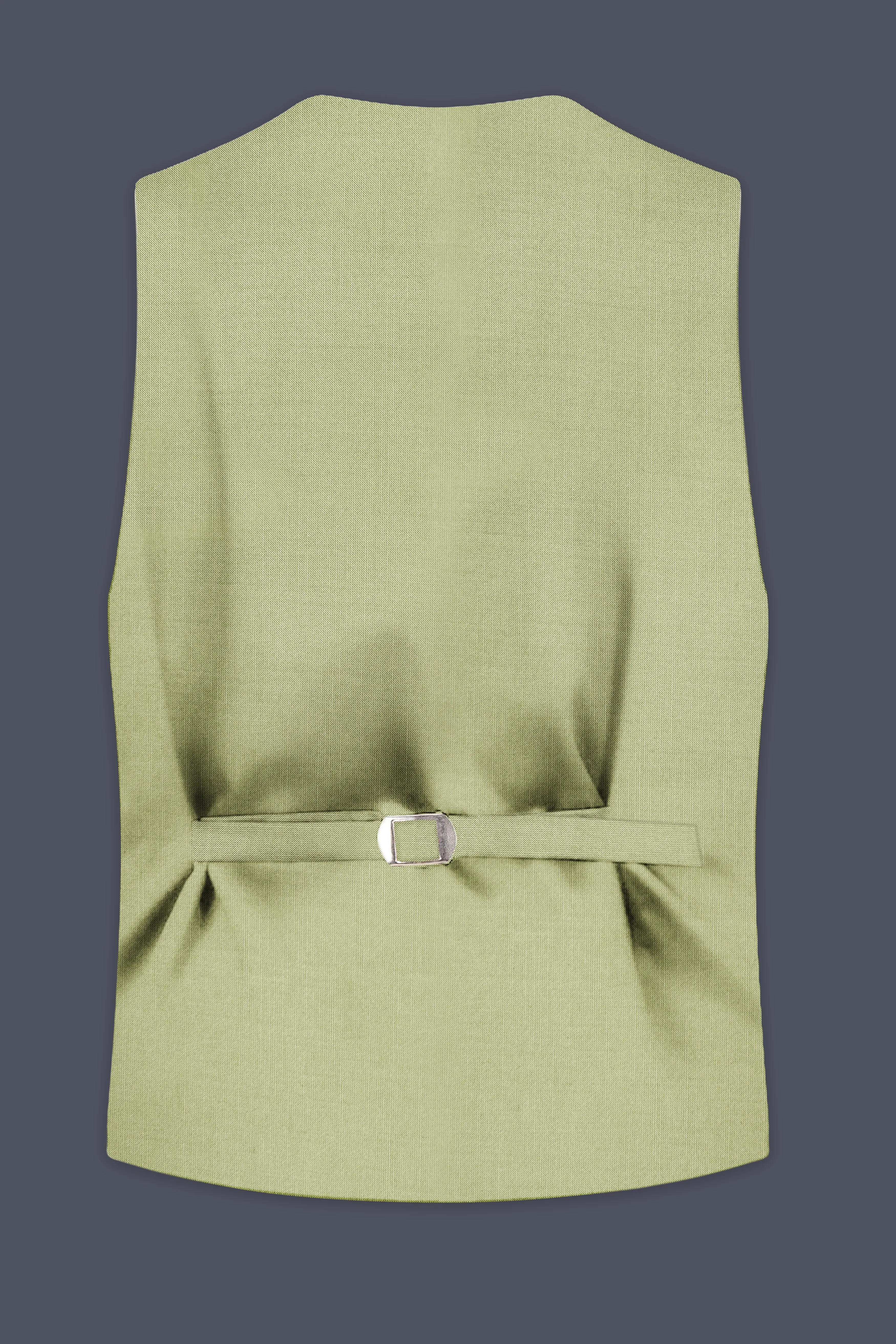 Marsh-Swamp Green Solid Wool Rich Slight Stretch Waistcoat sold by French Crown product image thumbnail 4