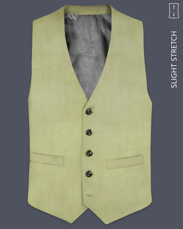 Marsh-Swamp Green Solid Wool Rich Slight Stretch Waistcoat sold by French Crown