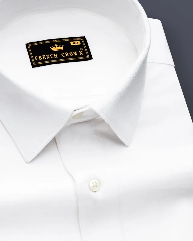 Sivino-Bright White Twill Premium Cotton Dress Shirt sold by French Crown