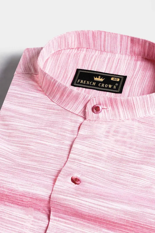Taffy Pink and White Dobby Textured Premium Giza Cotton Shirt sold by French Crown