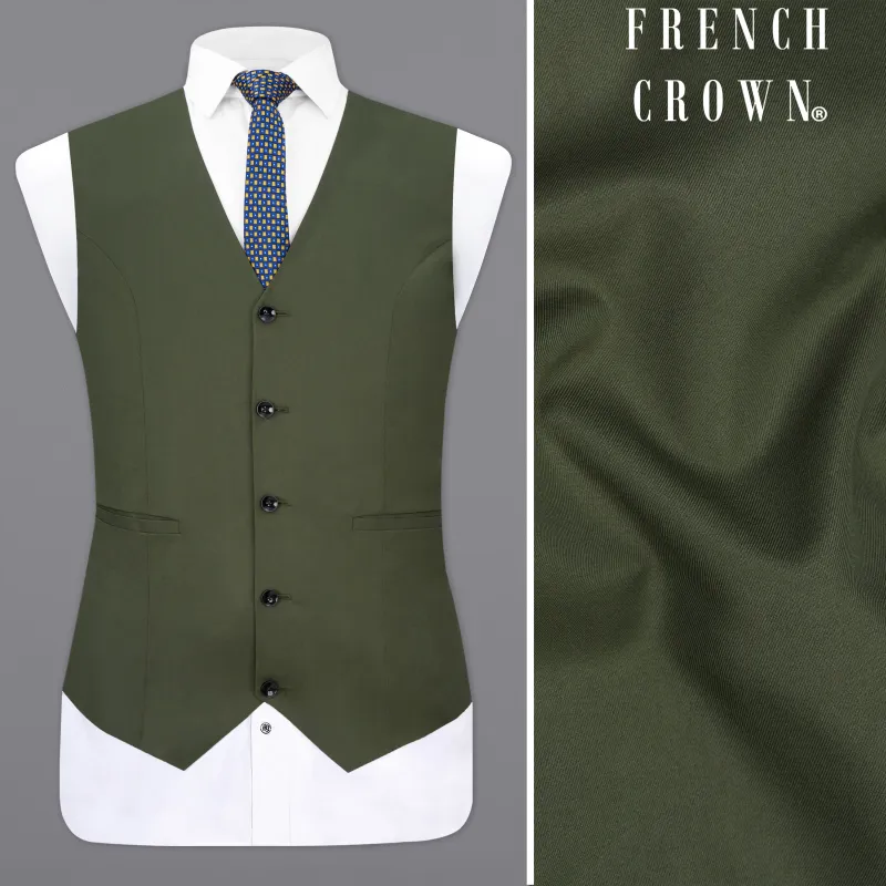Twill Green Textured Waistcoat sold by French Crown