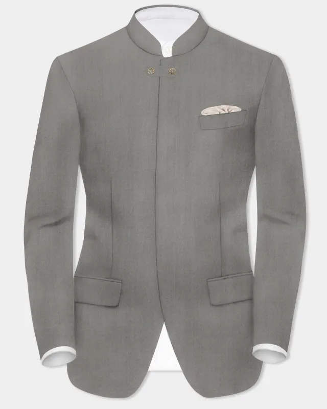 Stack Gray Solid Wool Rich Bandhgala Designer Blazer sold by French Crown