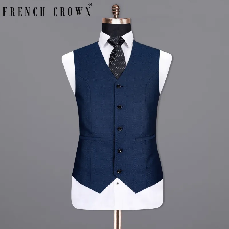 Royal Blue Wool rich Waistcoat sold by French Crown