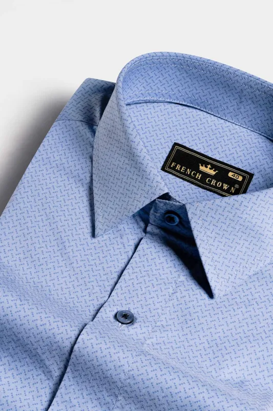 Cloudy Blue and Glaucous Blue Premium Cotton Shirt sold by French Crown