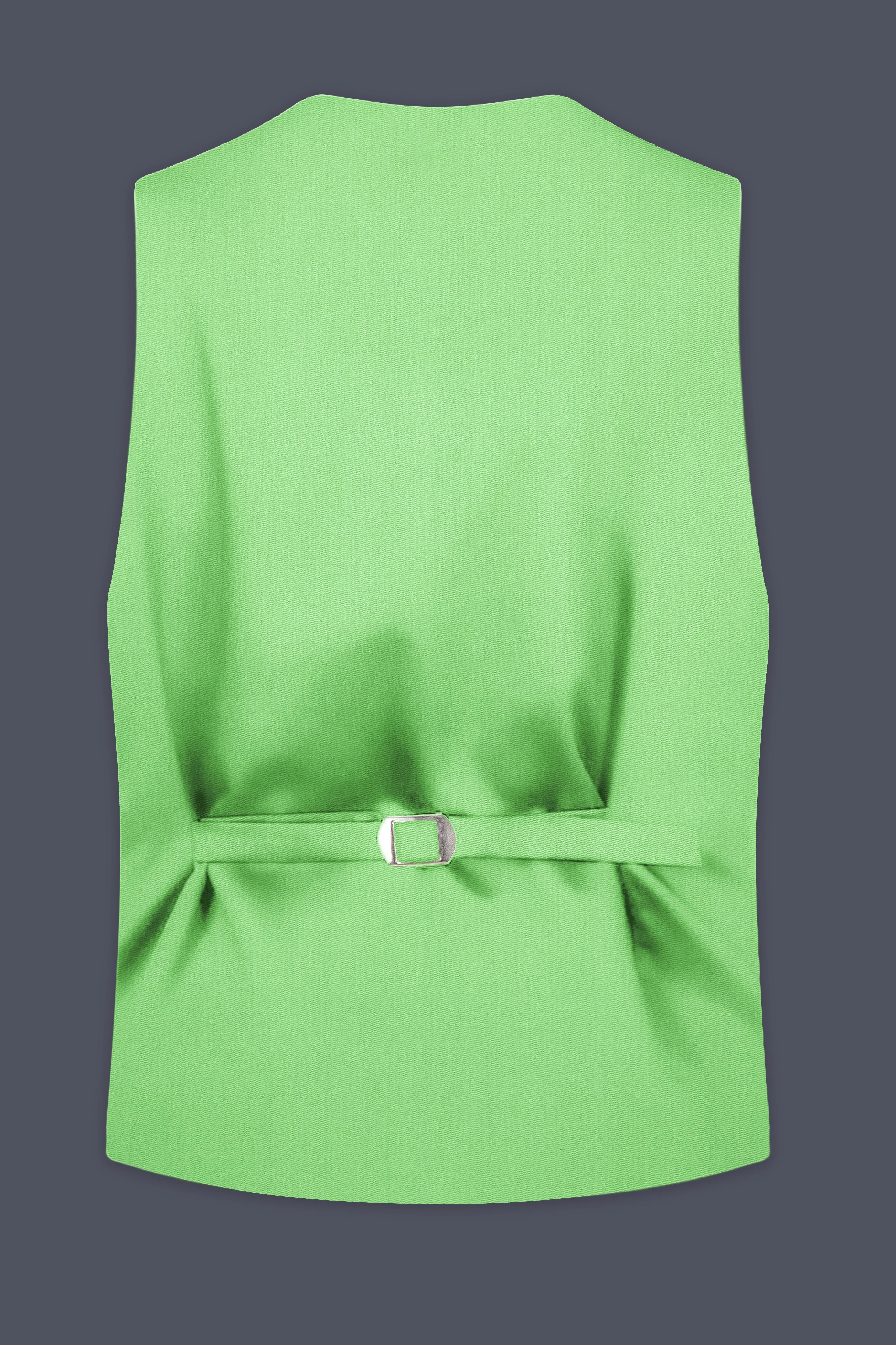 Emerald-Mint Green Solid Wool Rich Slight Stretch Waistcoat sold by French Crown product image thumbnail 4