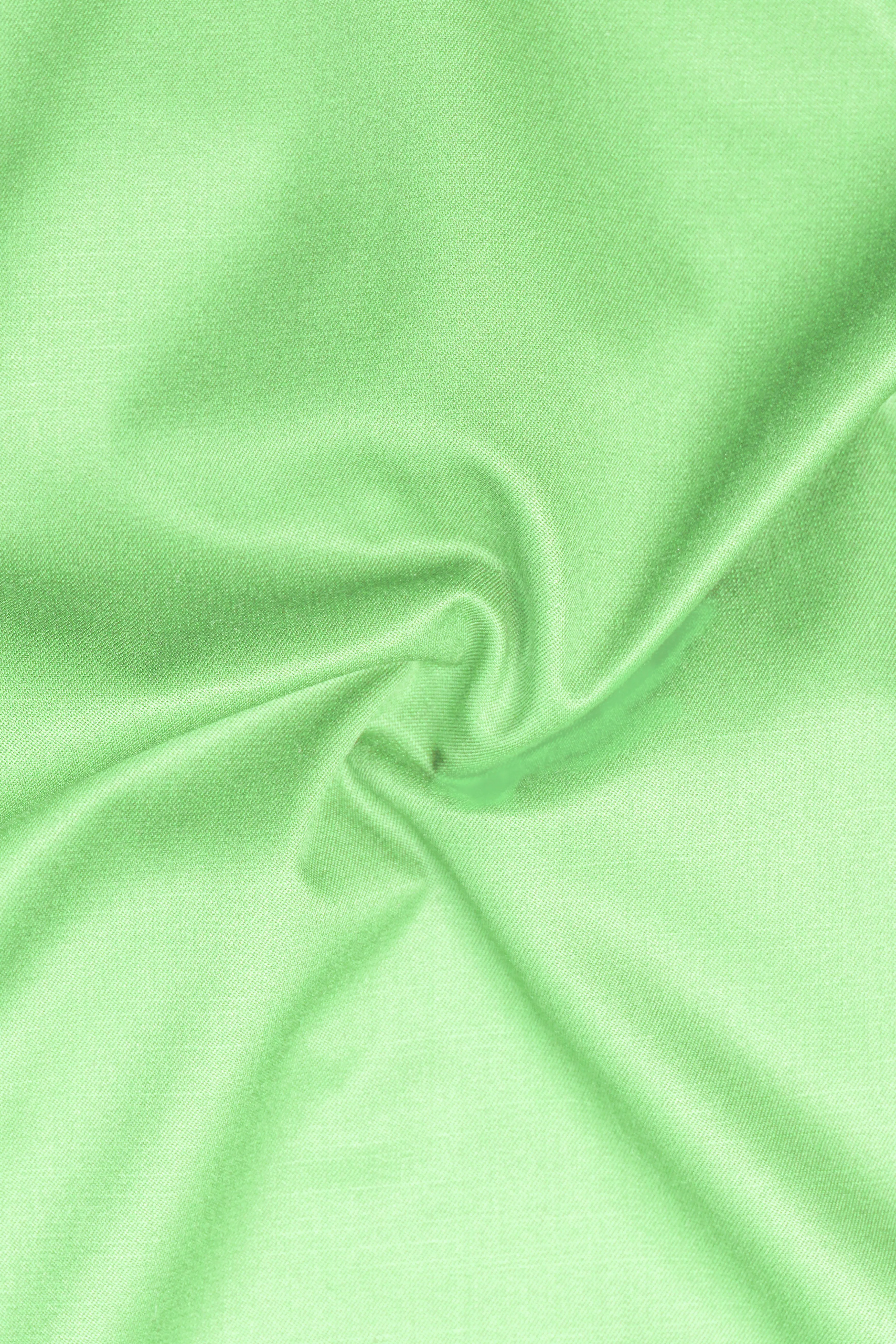 Emerald-Mint Green Solid Wool Rich Bandhgala Slight Stretch Suit sold by French Crown product image thumbnail 3