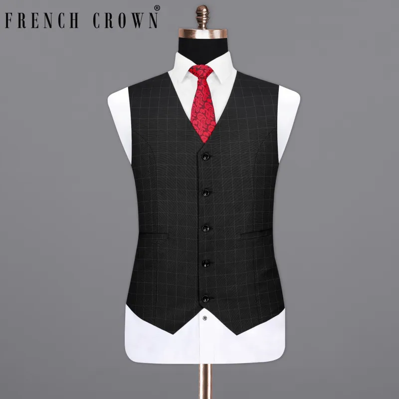 Zeus Black Plaid Waistcoat sold by French Crown
