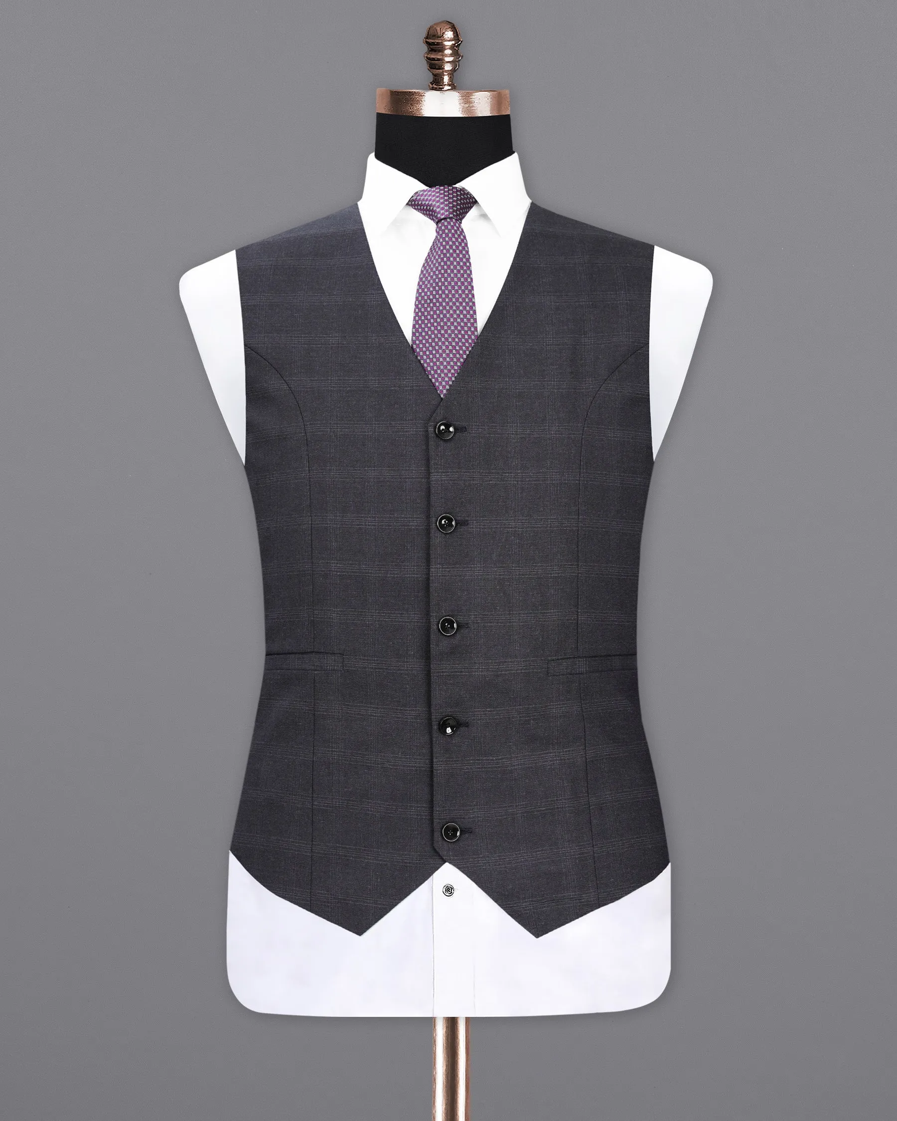 Tuatara Gray Plaid Waistcoat sold by French Crown product image thumbnail 2