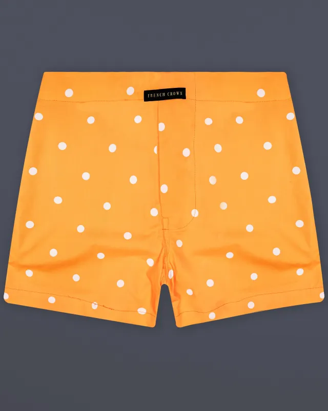 Spotted Sunset-Macaroni Orange Polka Dots Printed Premium Cotton Boxer sold by French Crown