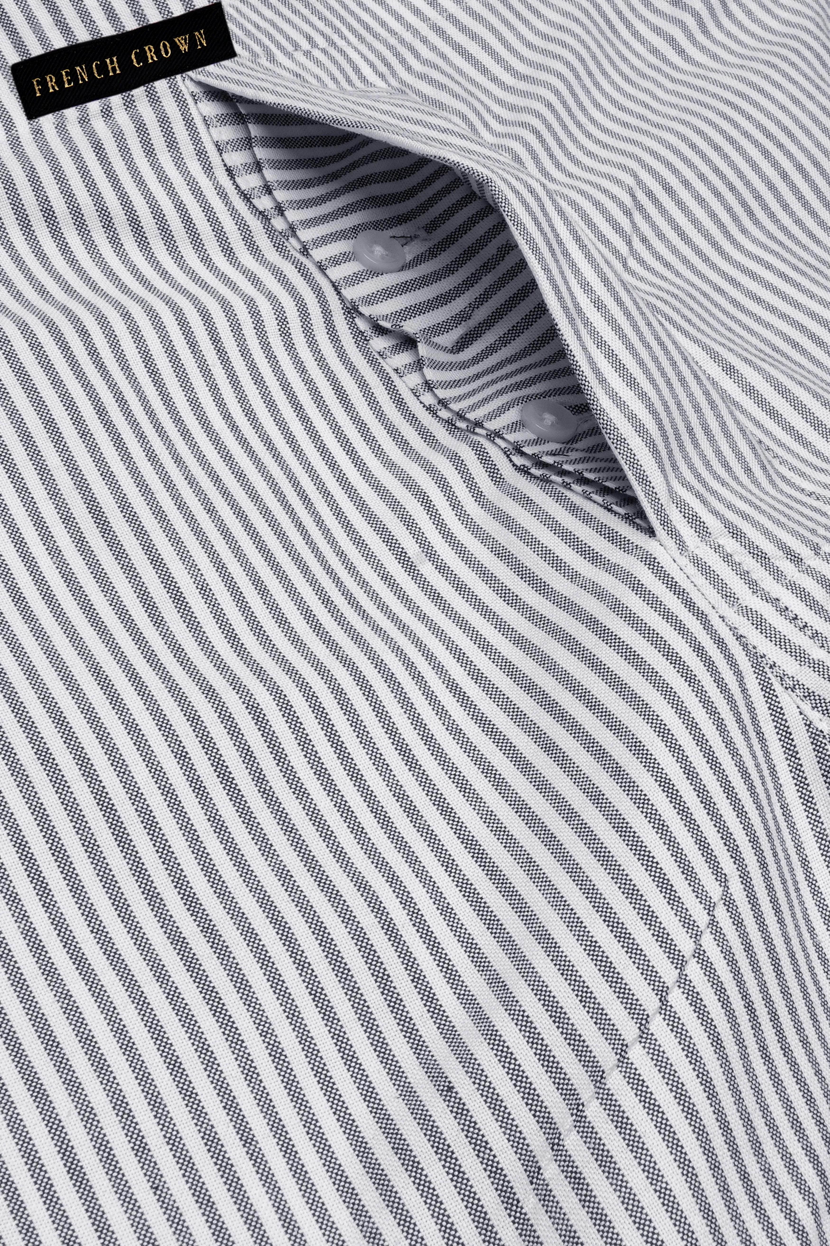 Boulder Gray And Bright White Stripes Oxford Premium Cotton Boxer sold by French Crown product image thumbnail 4