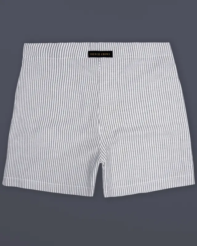 Boulder Gray And Bright White Stripes Oxford Premium Cotton Boxer sold by French Crown