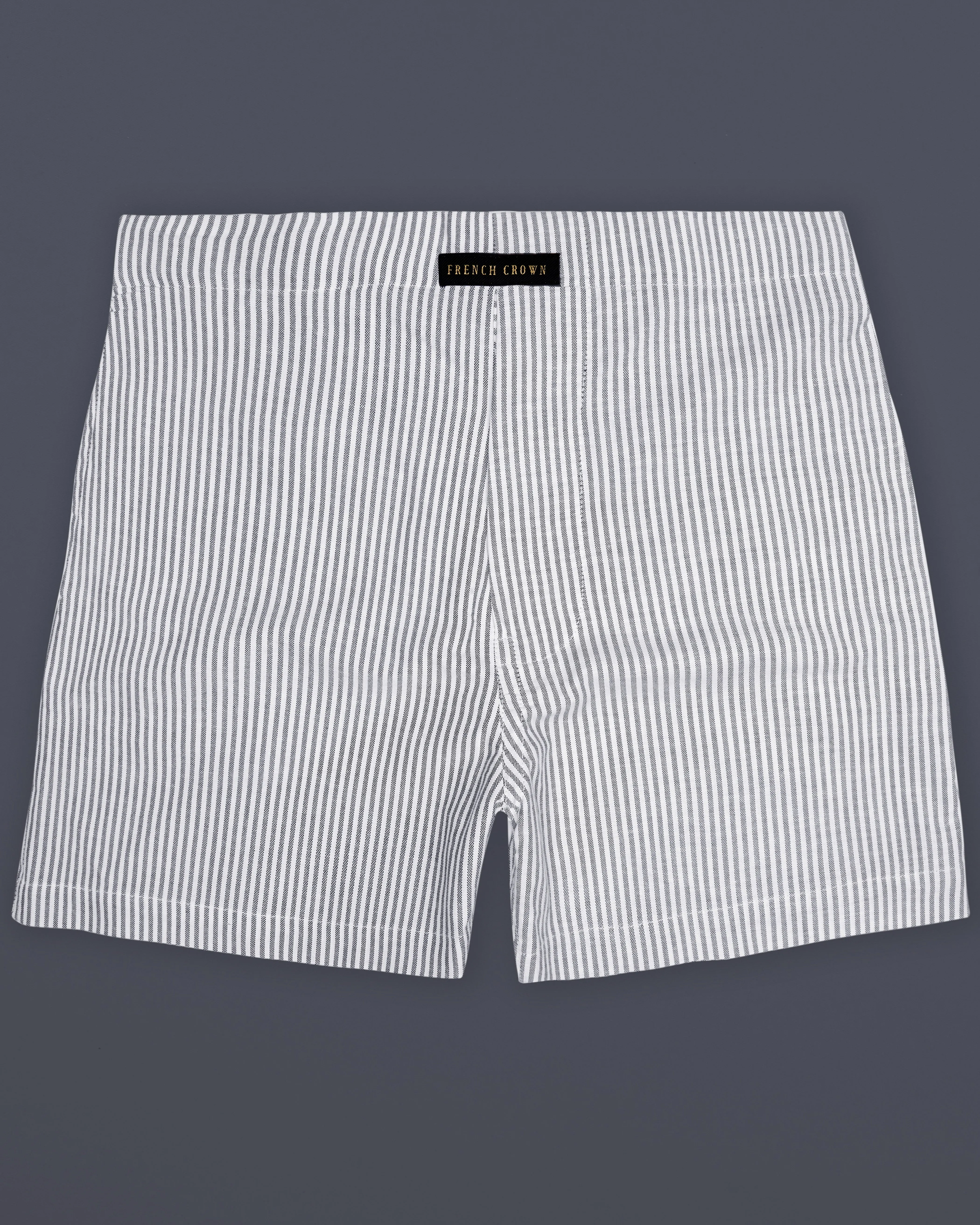 Boulder Gray And Bright White Stripes Oxford Premium Cotton Boxer sold by French Crown