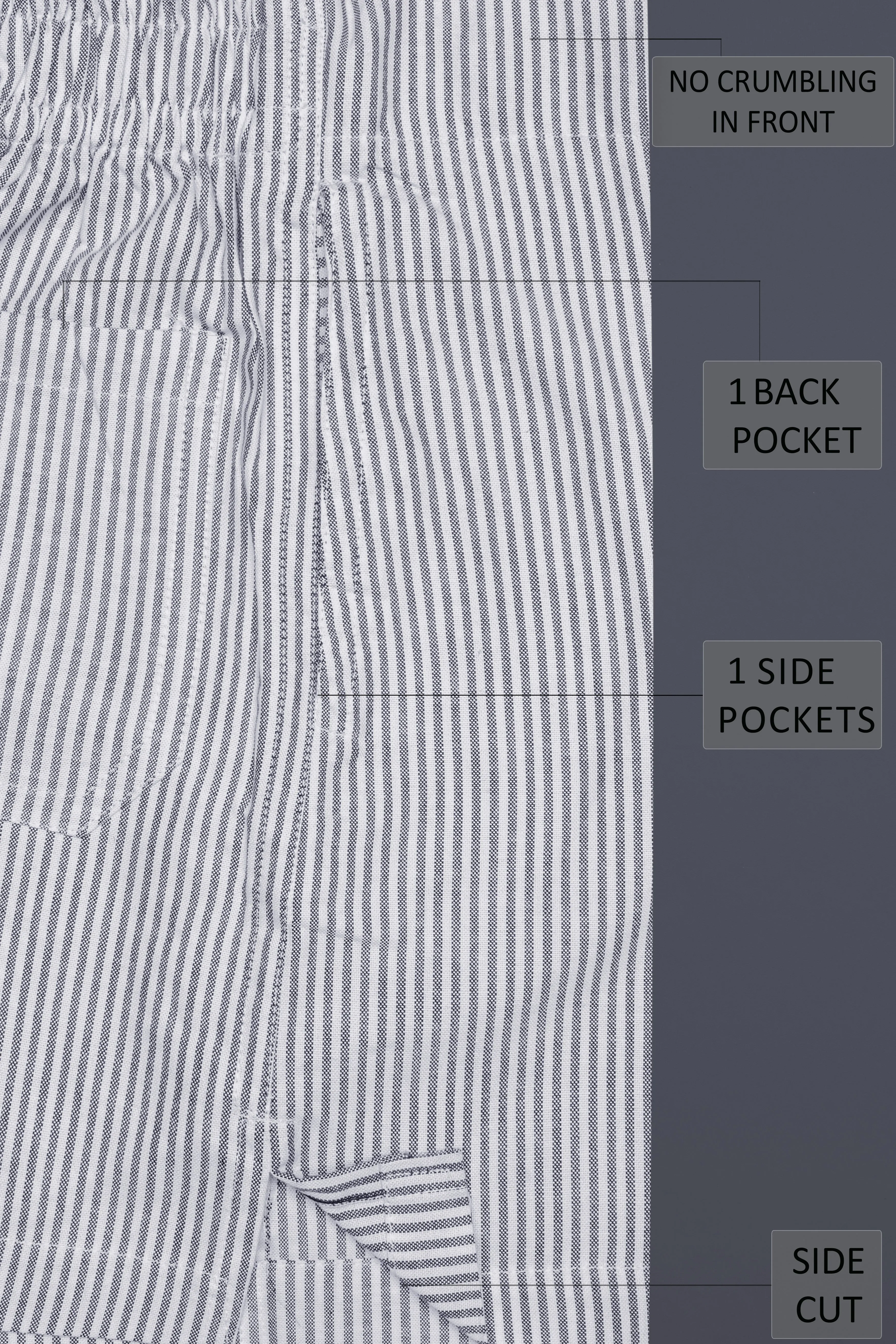 Boulder Gray And Bright White Stripes Oxford Premium Cotton Boxer sold by French Crown product image thumbnail 5