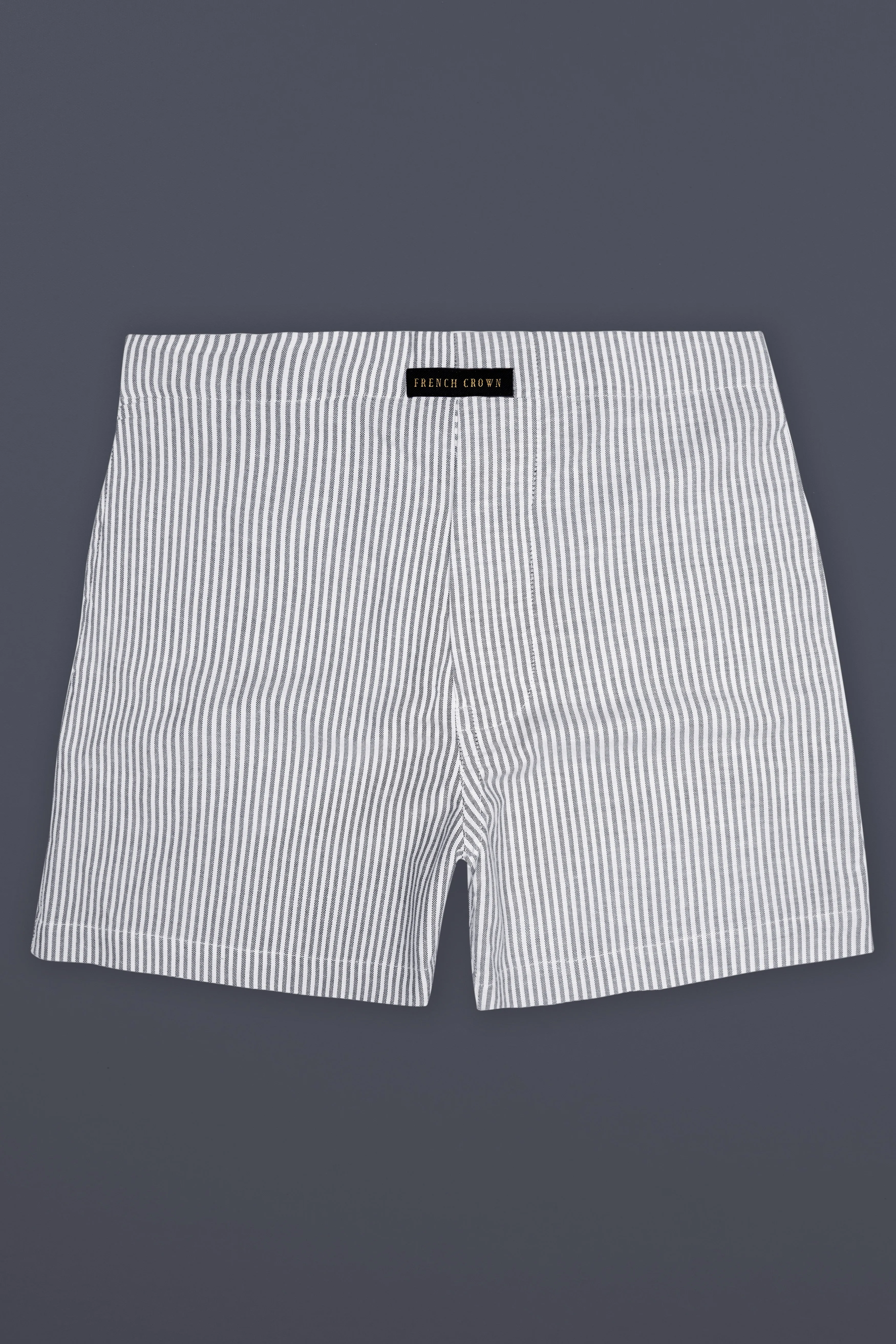 Boulder Gray And Bright White Stripes Oxford Premium Cotton Boxer sold by French Crown product image thumbnail 2