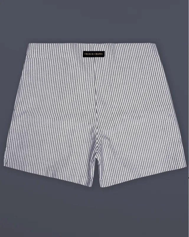 Monsoon Gray And Bright White Stripes Oxford Premium Cotton Boxer sold by French Crown