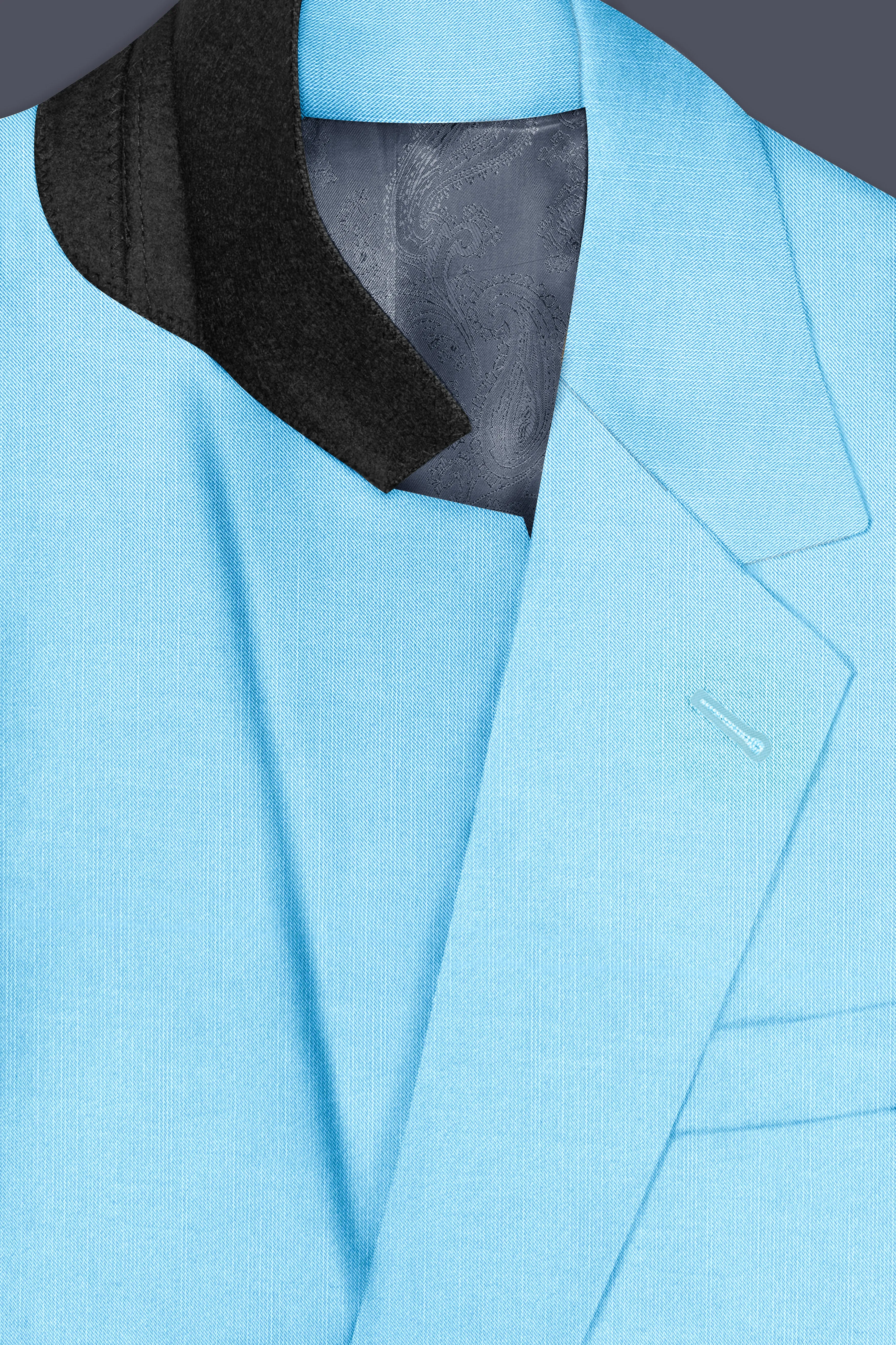 Iceland-Aquamarine Blue Solid Wool Rich Single Breasted Slight Stretch Blazer sold by French Crown product image thumbnail 5