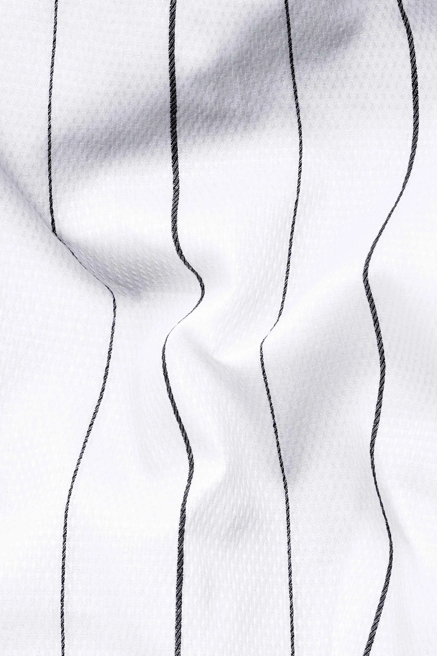 Bright White and Black Striped Dobby Textured Premium Giza Cotton Shirt sold by French Crown product image thumbnail 2