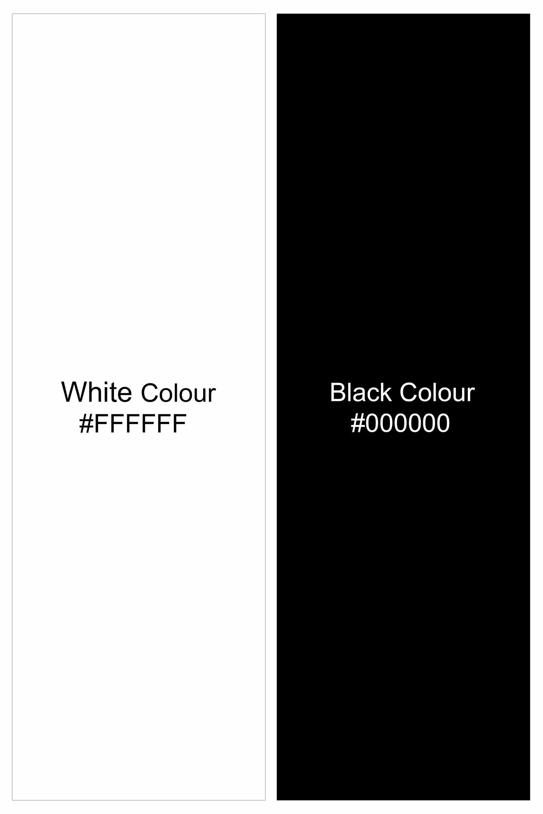 Bright White and Black Striped Dobby Textured Premium Giza Cotton Shirt sold by French Crown product image thumbnail 5