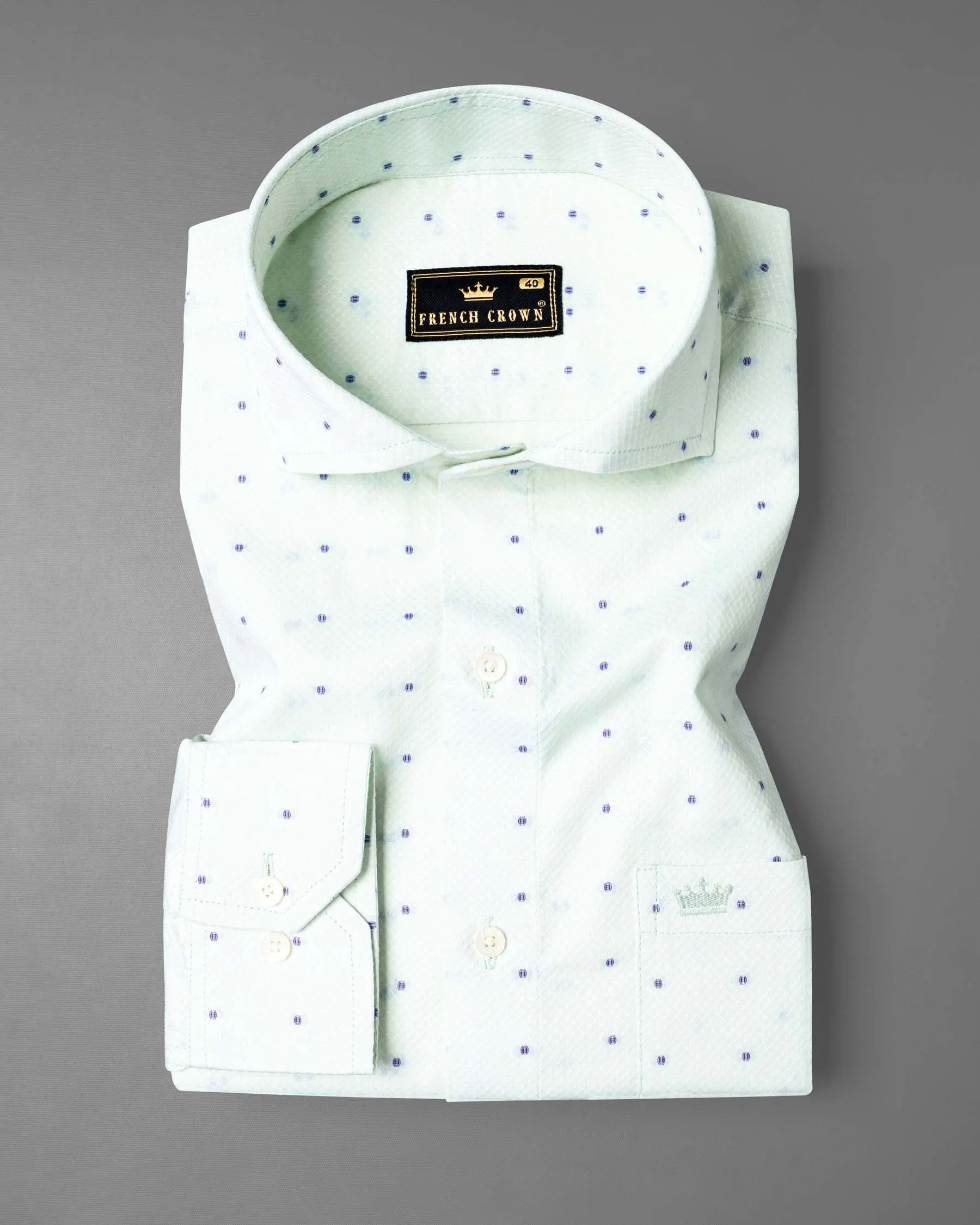 Harp Green Dobby Textured Premium Giza Cotton Shirt sold by French Crown product image thumbnail 3