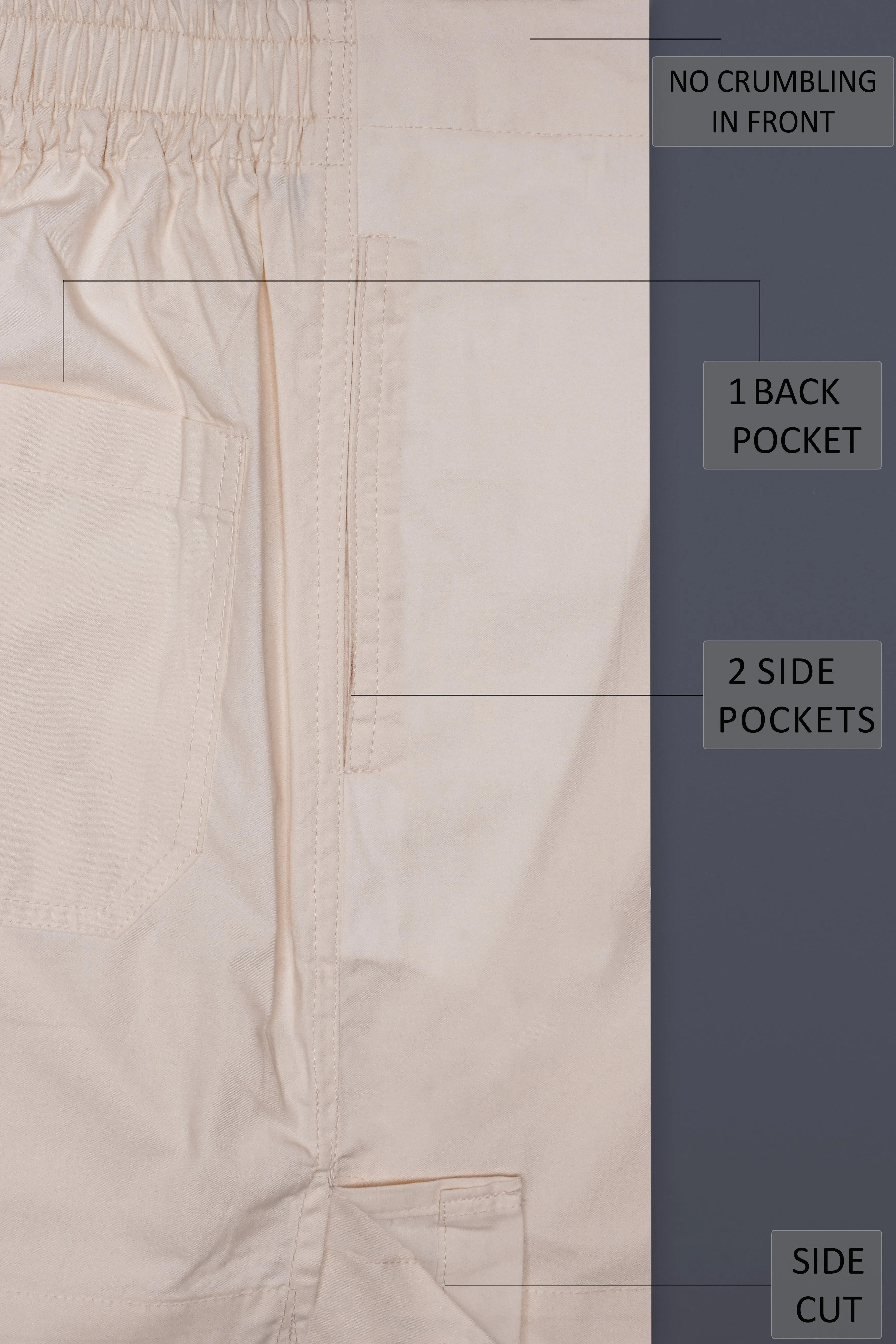 Pebble-Sisal Cream Solid Poplin Premium Cotton Boxer sold by French Crown product image thumbnail 5