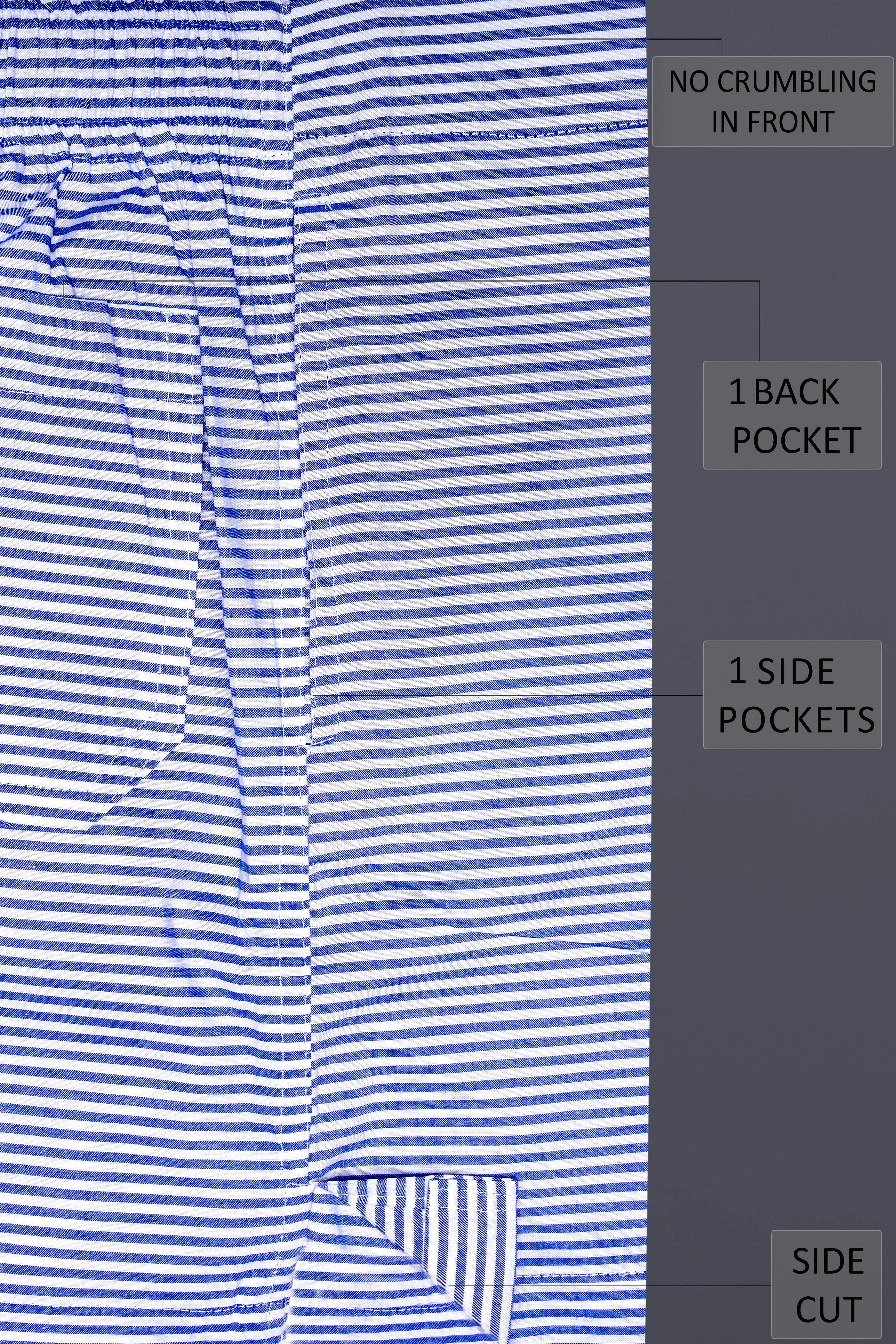 Minsk Blue And Bright White horizontal Stripes Super Soft Premium Cotton Boxer sold by French Crown product image thumbnail 5