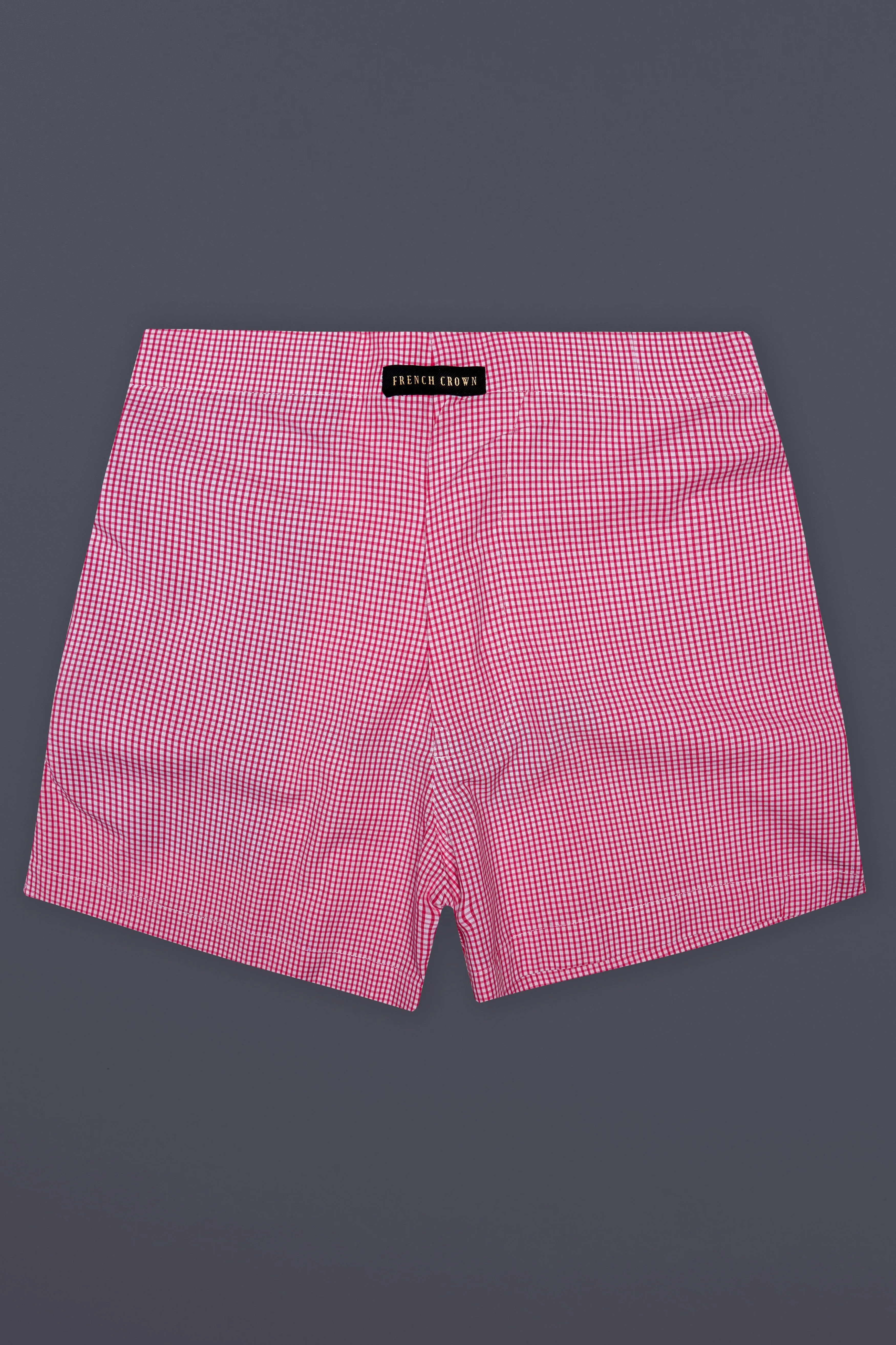 Rosy Grid-Thulian Pink Plaid Poplin Premium Cotton Boxer sold by French Crown product image thumbnail 2