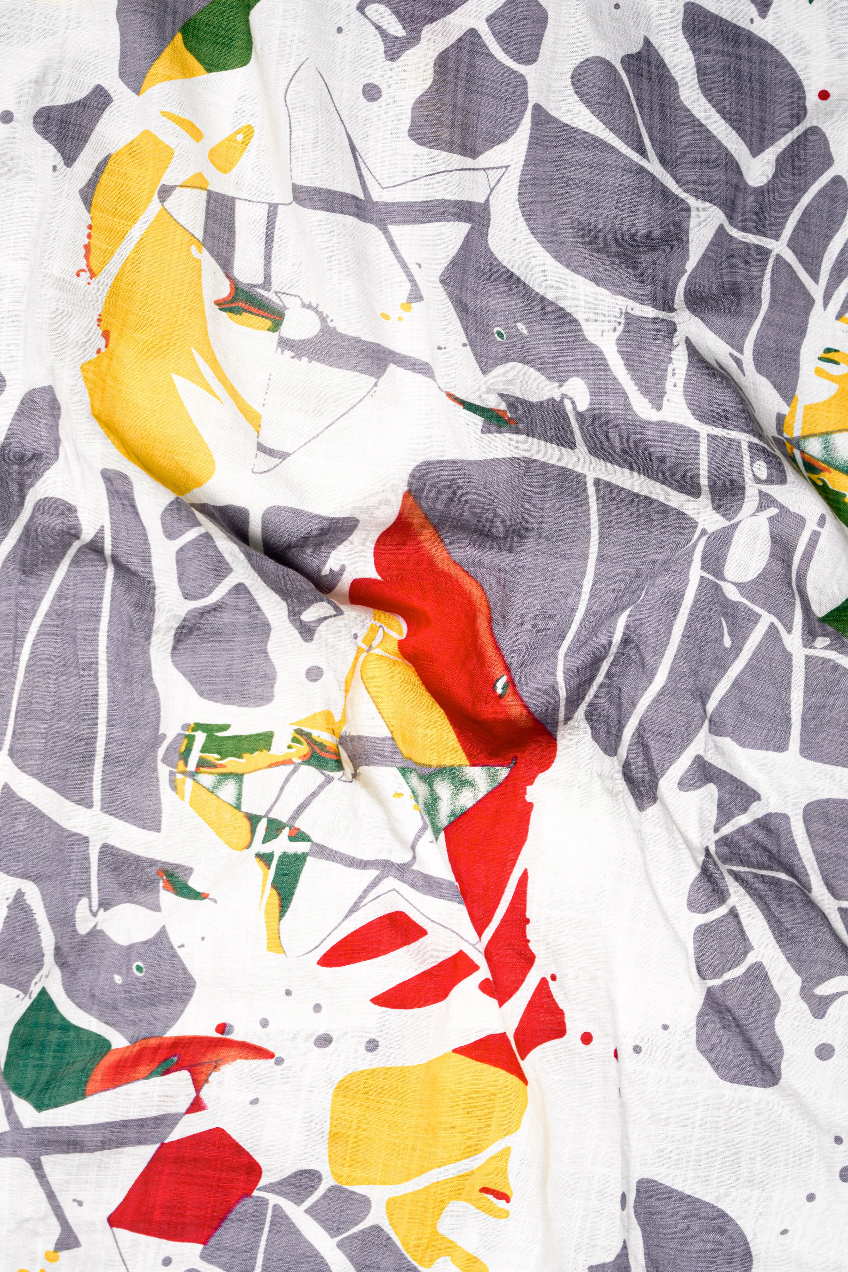 Bright White and Mountbatten Gray Funky Printed Lightweight Premium Cotton Oversized Shirt sold by French Crown product image thumbnail 3