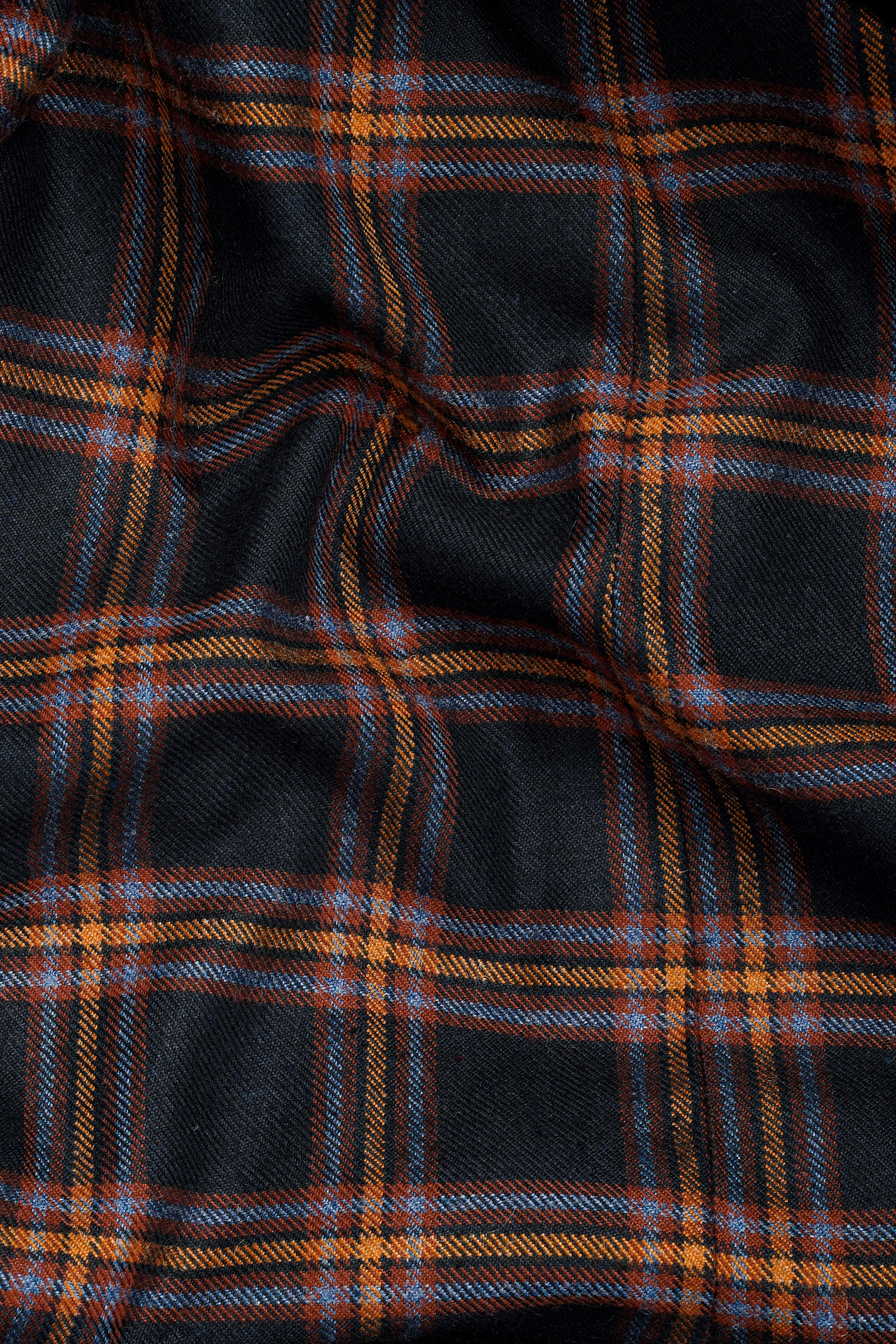 Ebony Blue and Mocha Brown Plaid Tweed Double Breasted Blazer sold by French Crown product image thumbnail 3