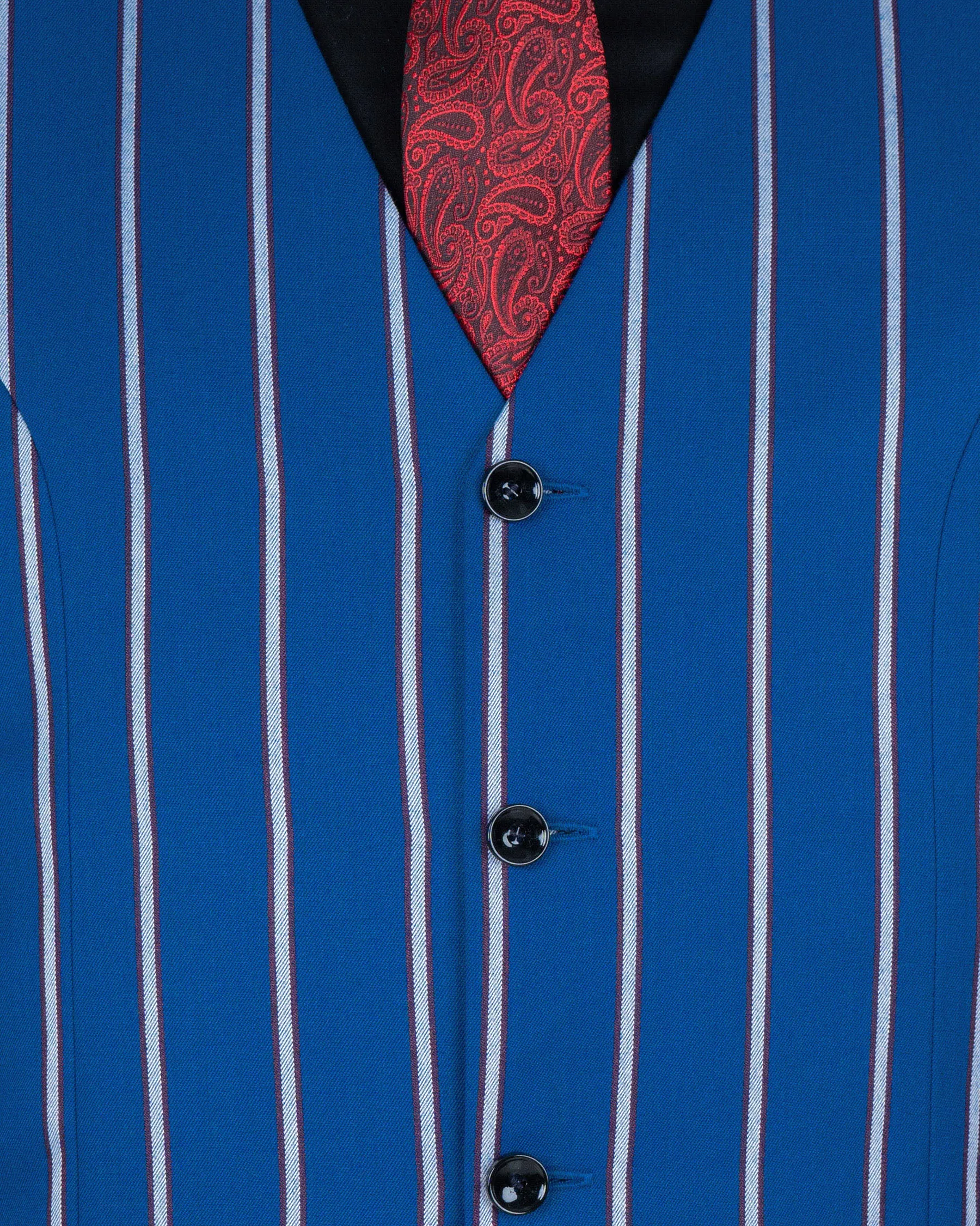 Cerulean Blue Striped Woolrich Waistcoat sold by French Crown product image thumbnail 5