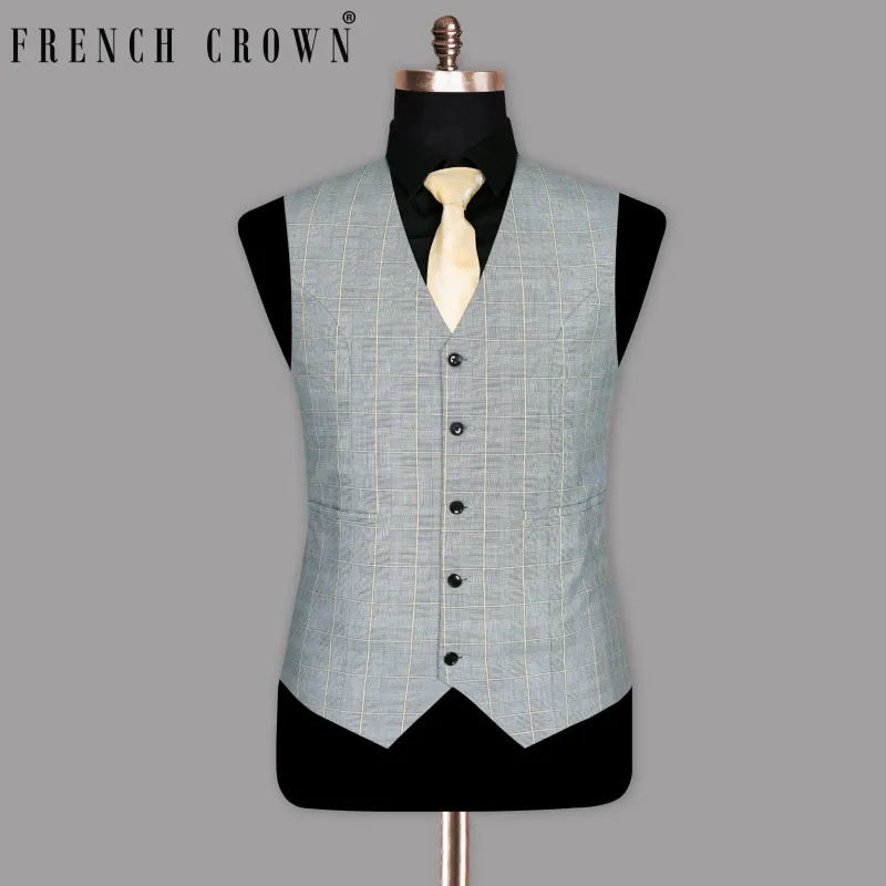 Oslo Gray Windowpane Waistcoat sold by French Crown
