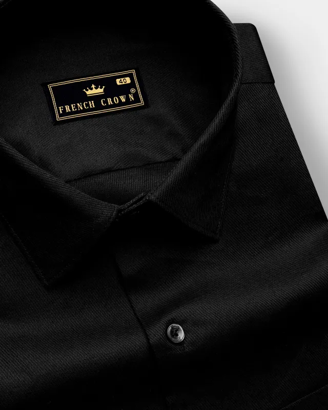 Javrik-Jade Black Solid Twill Premium Cotton Dress Shirt sold by French Crown