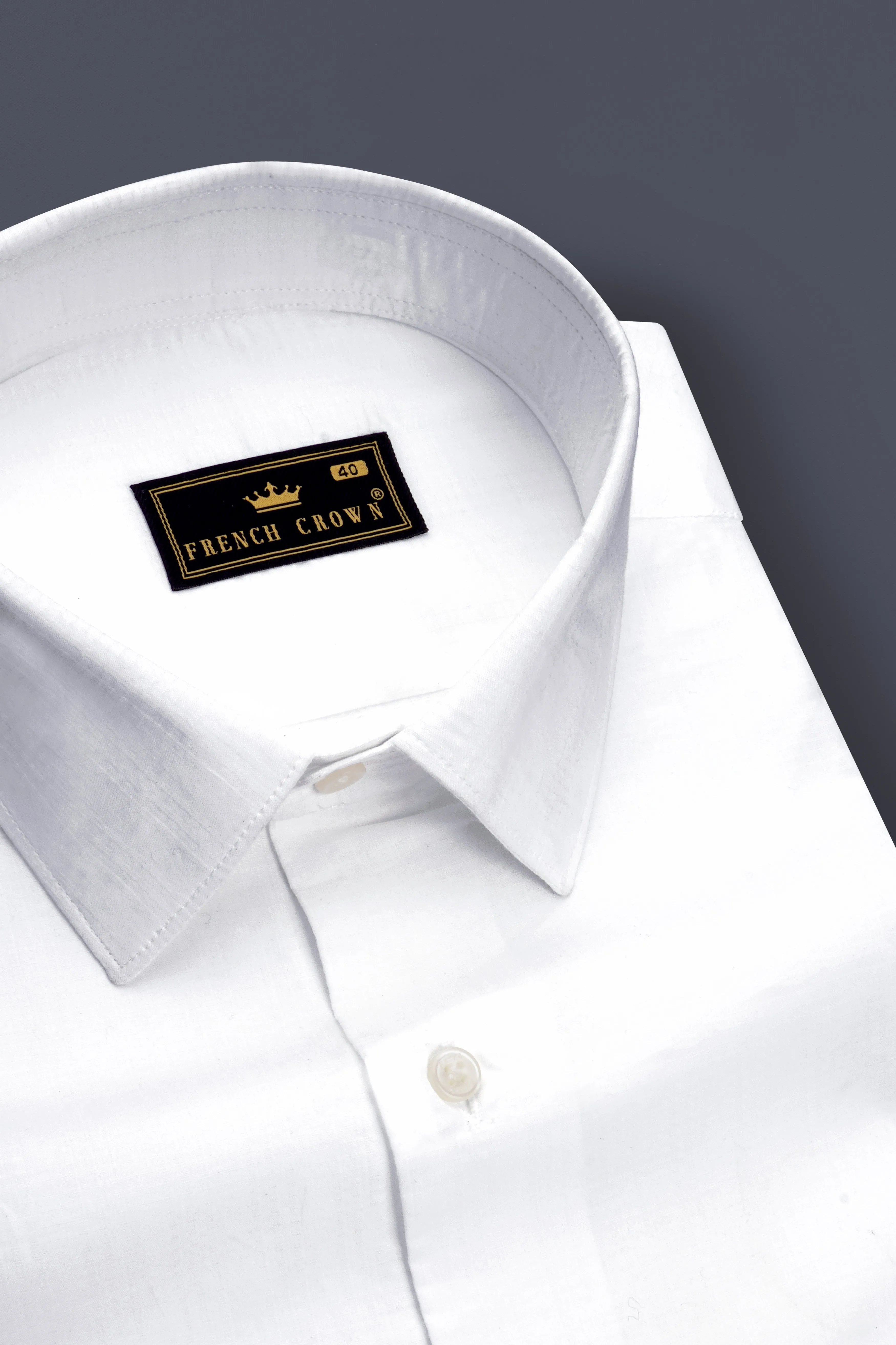Albique-Bright White Jacquard Textured Premium Cotton Dress Shirt sold by French Crown product image thumbnail 2