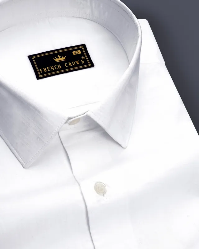 Albique-Bright White Jacquard Textured Premium Cotton Dress Shirt sold by French Crown