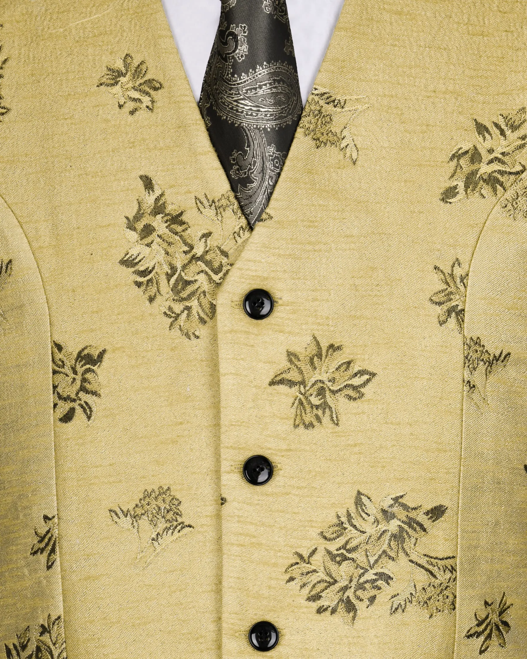 Peanut Brown Motif Jacquard Premium Designer Waistcoat sold by French Crown product image thumbnail 4