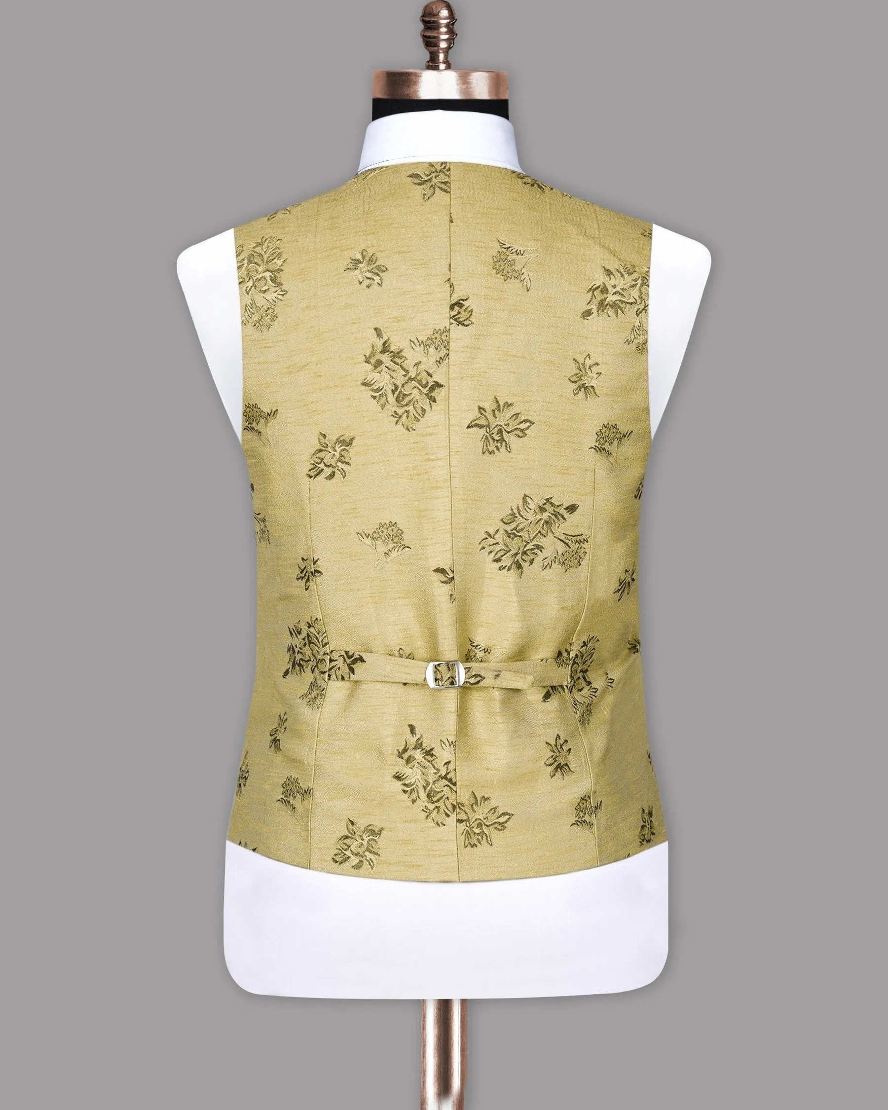 Peanut Brown Motif Jacquard Premium Designer Waistcoat sold by French Crown product image thumbnail 5