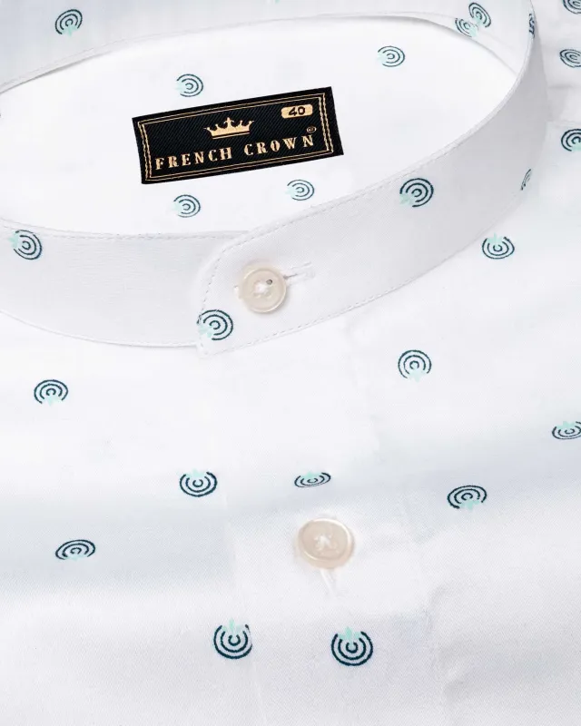 Bright White Dart Printed Super Soft Premium Cotton Shirt sold by French Crown