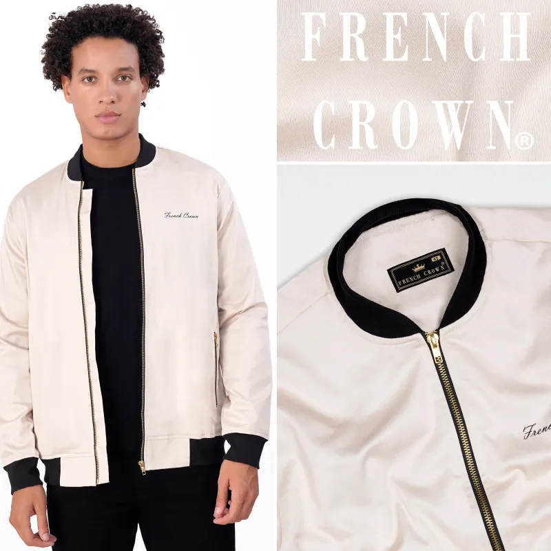 Oyster Cream Premium Cotton Bomber Jacket sold by French Crown