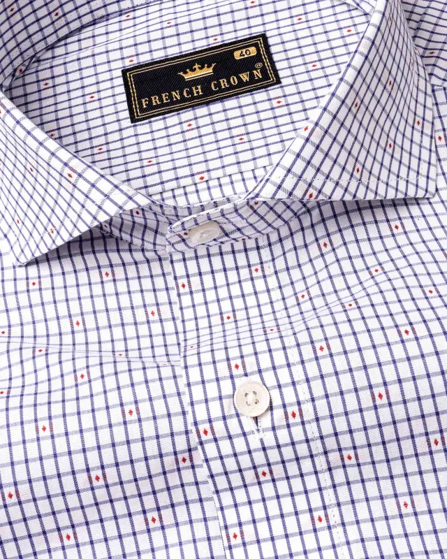 Bright White Micro Windowpane Dobby Textured Premium Giza Cotton Shirt sold by French Crown