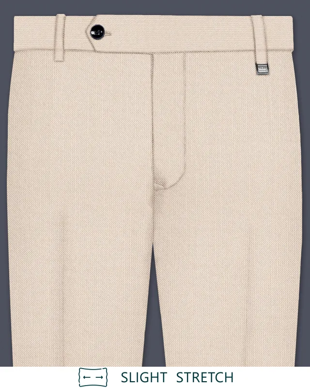 Velivon-Bizarre Cream Solid Wool Rich Slight Stretch Waistband Pant sold by French Crown