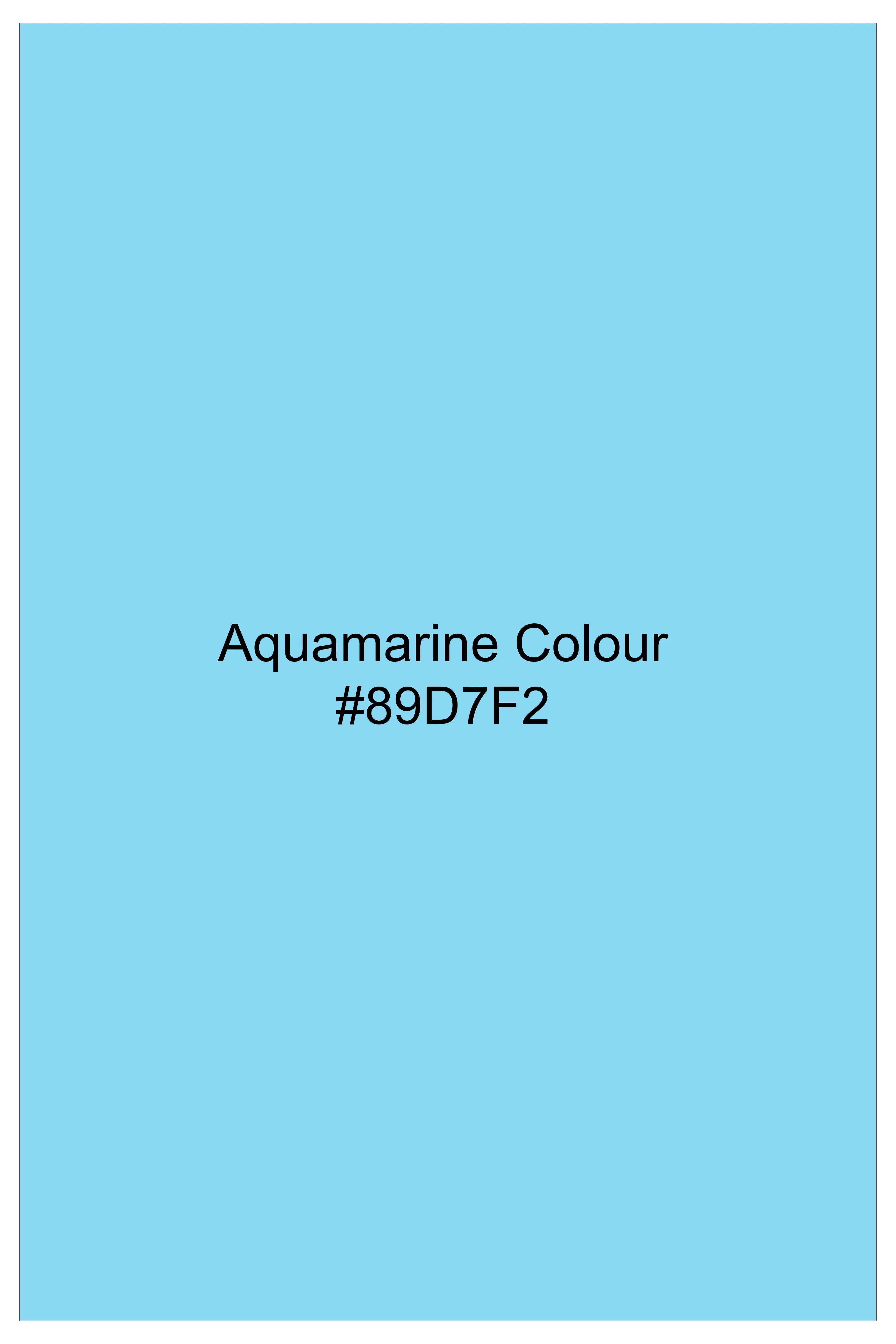 Iceland-Aquamarine Blue Solid Wool Rich Slight Stretch Waistcoat sold by French Crown product image thumbnail 5