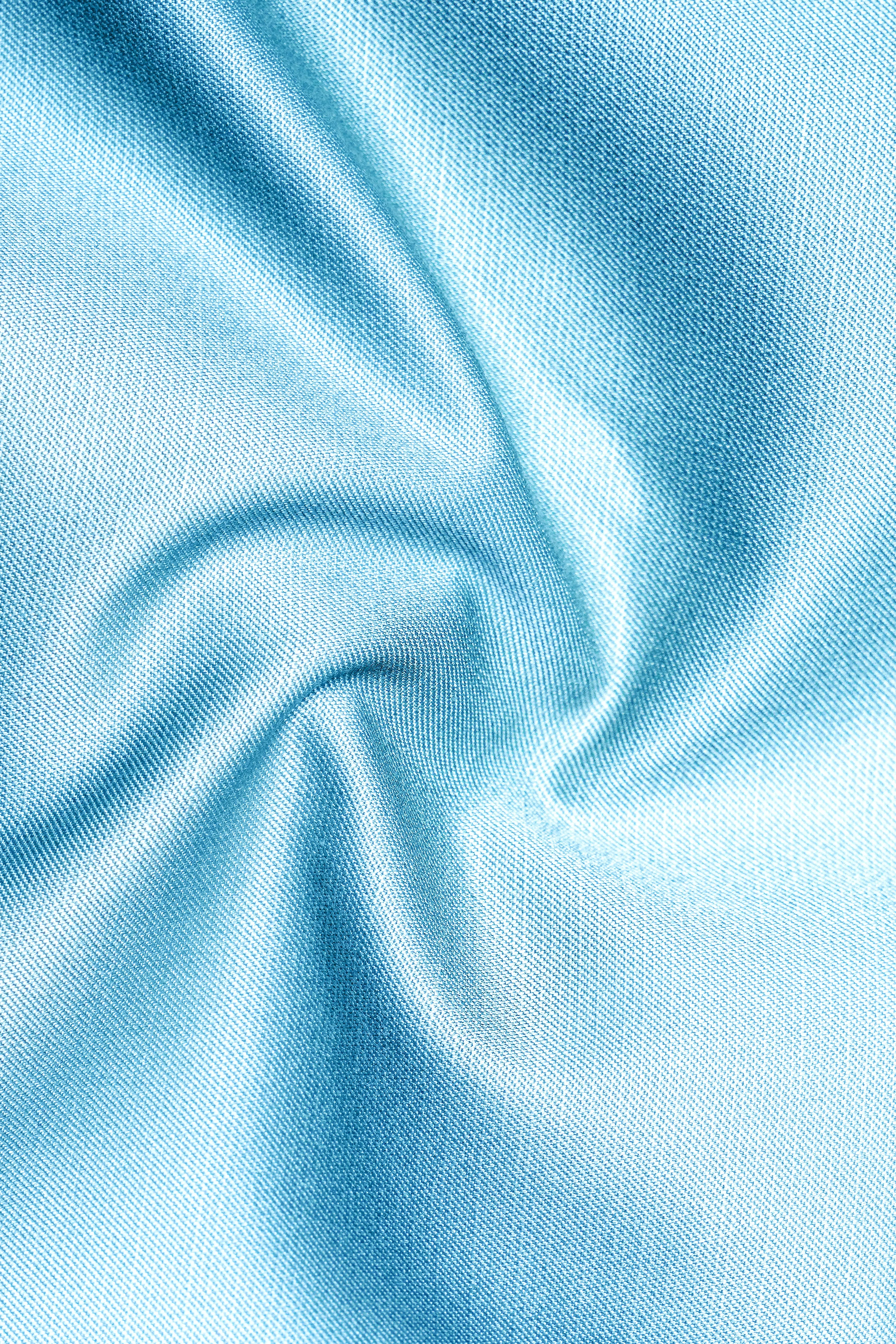 Iceland-Aquamarine Blue Solid Wool Rich Slight Stretch Waistcoat sold by French Crown product image thumbnail 3