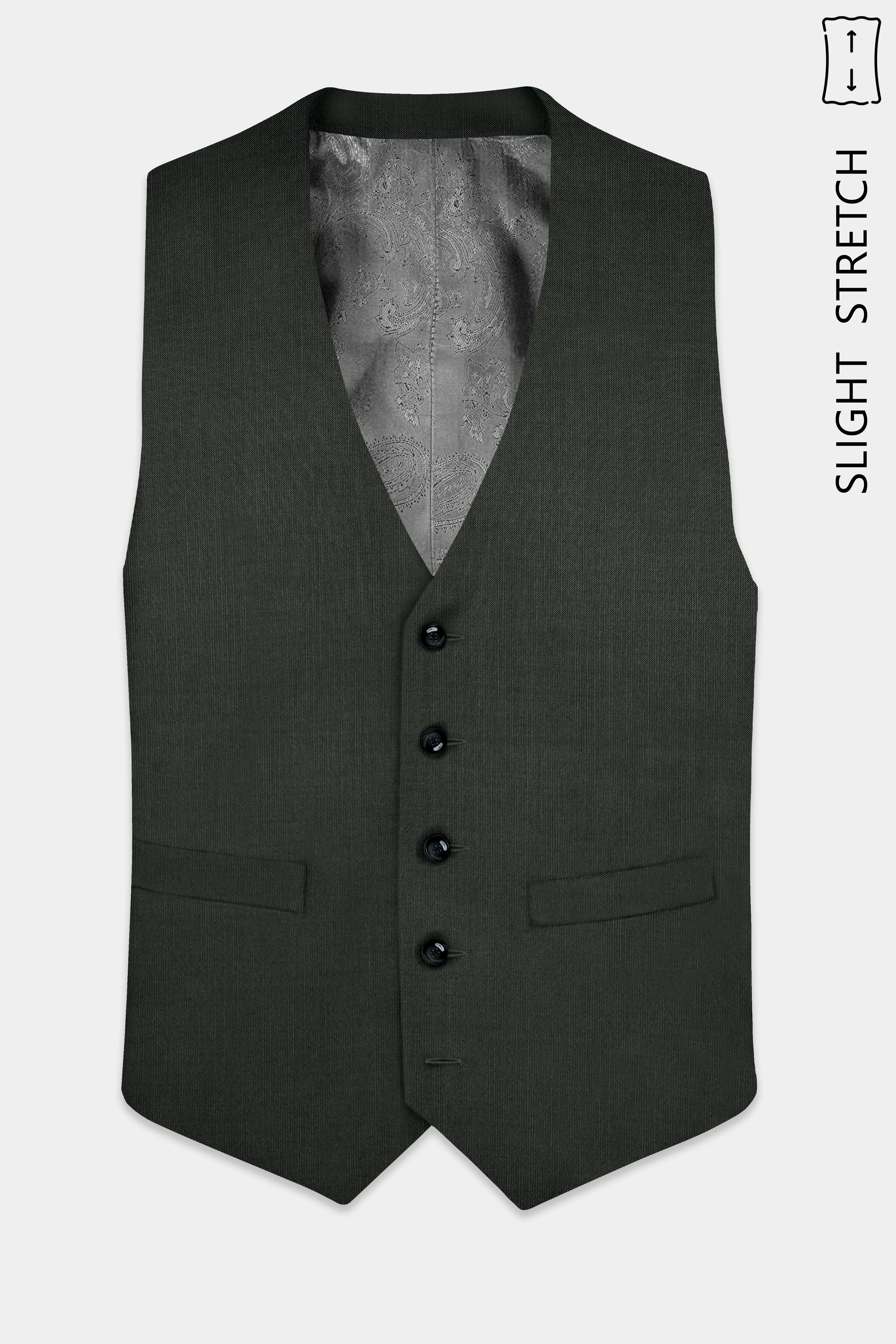 Shafton-Mine Shaft Green Solid Wool Rich Slight Stretch Waistcoat sold by French Crown product image thumbnail 2