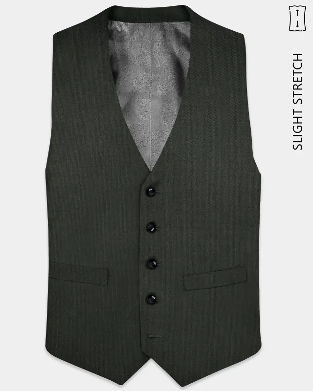 Shafton-Mine Shaft Green Solid Wool Rich Slight Stretch Waistcoat sold by French Crown