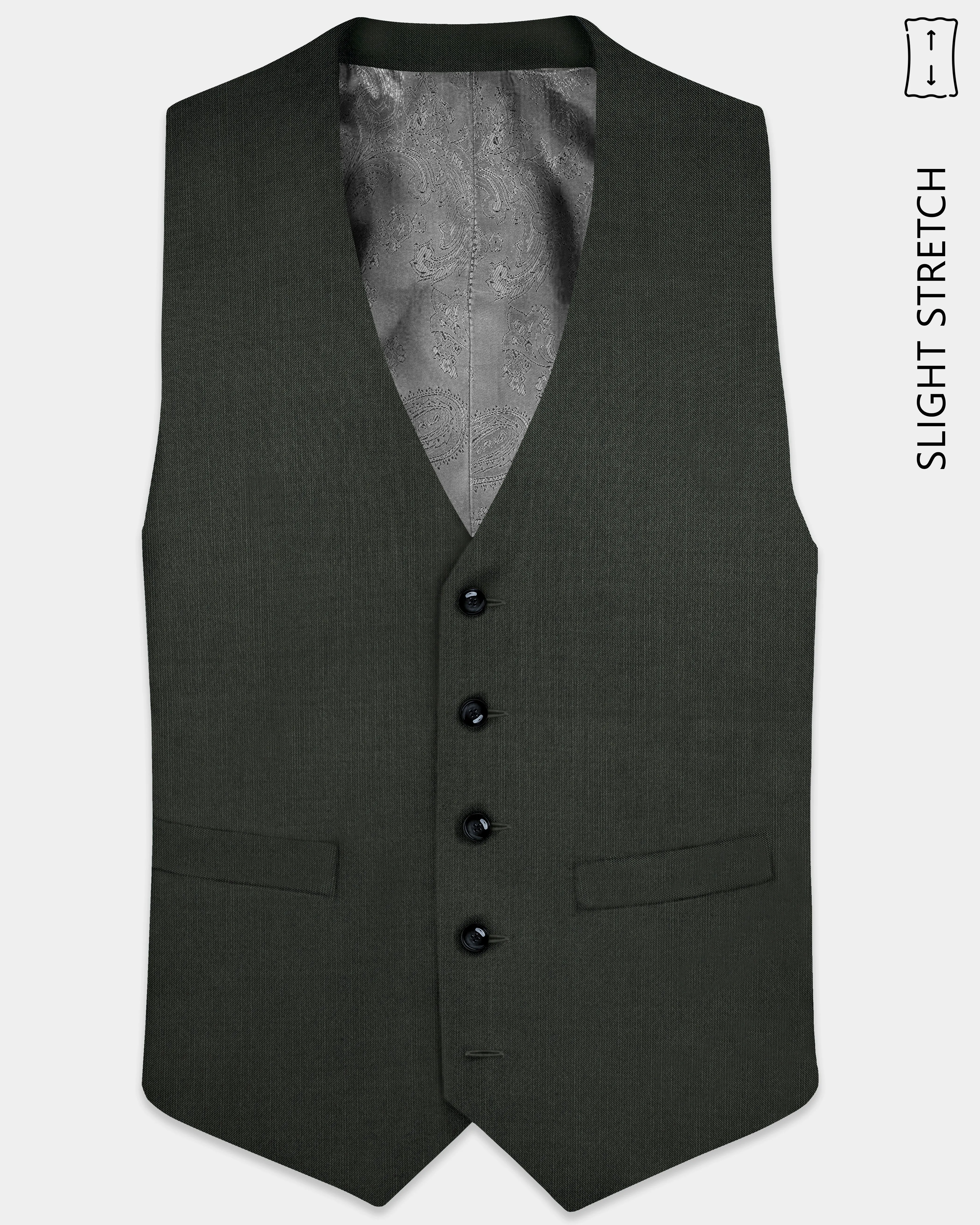 Shafton-Mine Shaft Green Solid Wool Rich Slight Stretch Waistcoat sold by French Crown