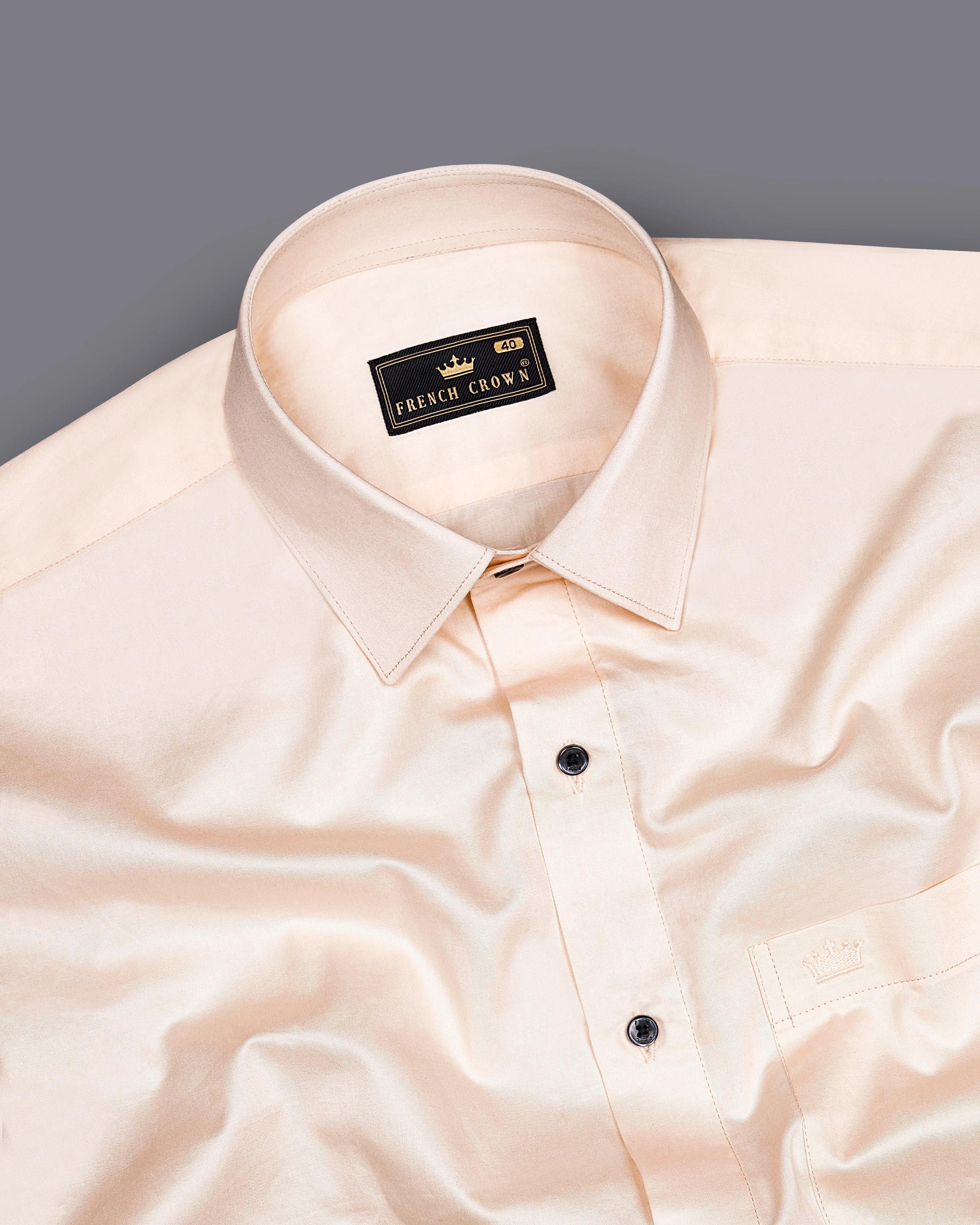 Gainsboro Peach Subtle Sheen Super Soft Premium Cotton Shirt sold by French Crown product image thumbnail 4