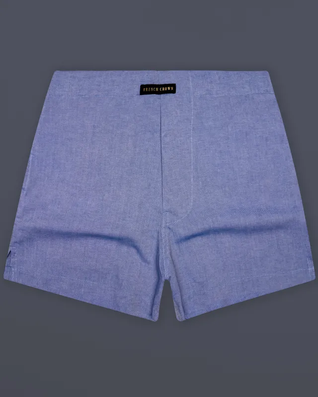 Storm-Faded Blue Solid Oxford Premium Cotton Boxer sold by French Crown