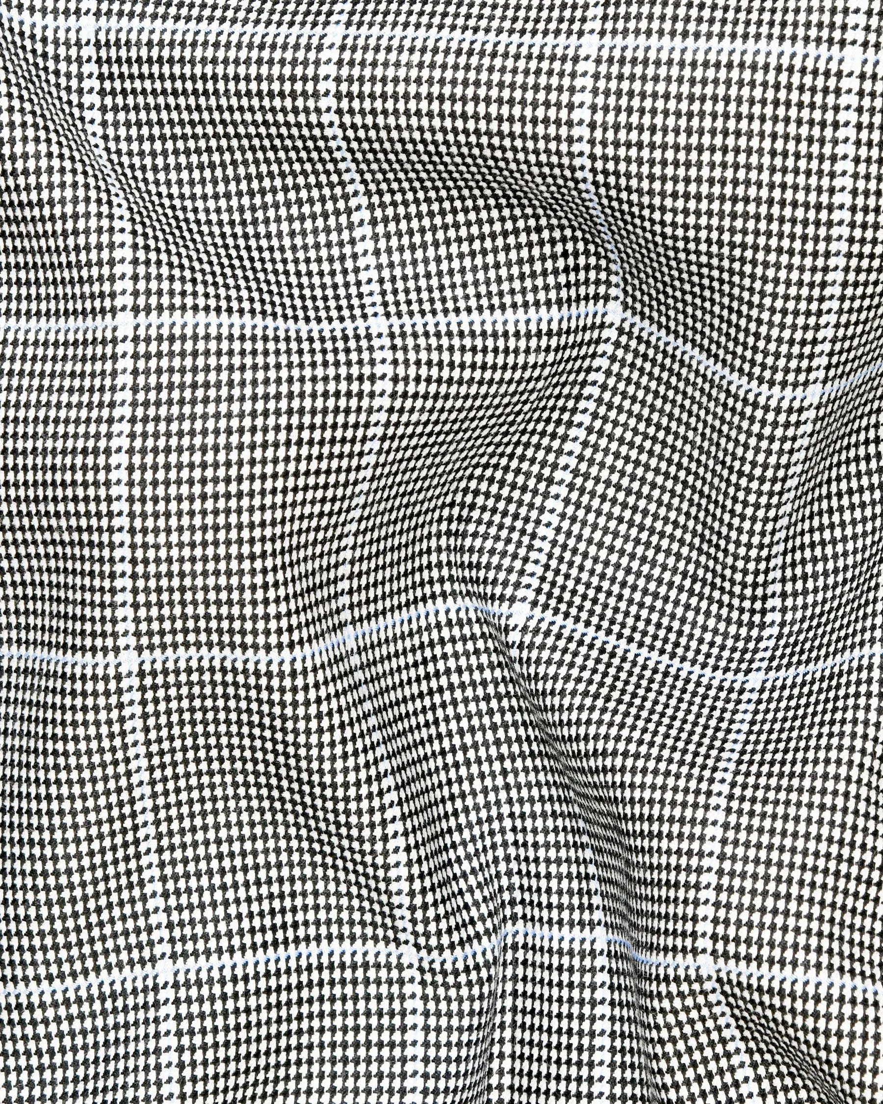 Black and White Houndstooth Windowpane Stretchable Trench Coat sold by French Crown product image thumbnail 3