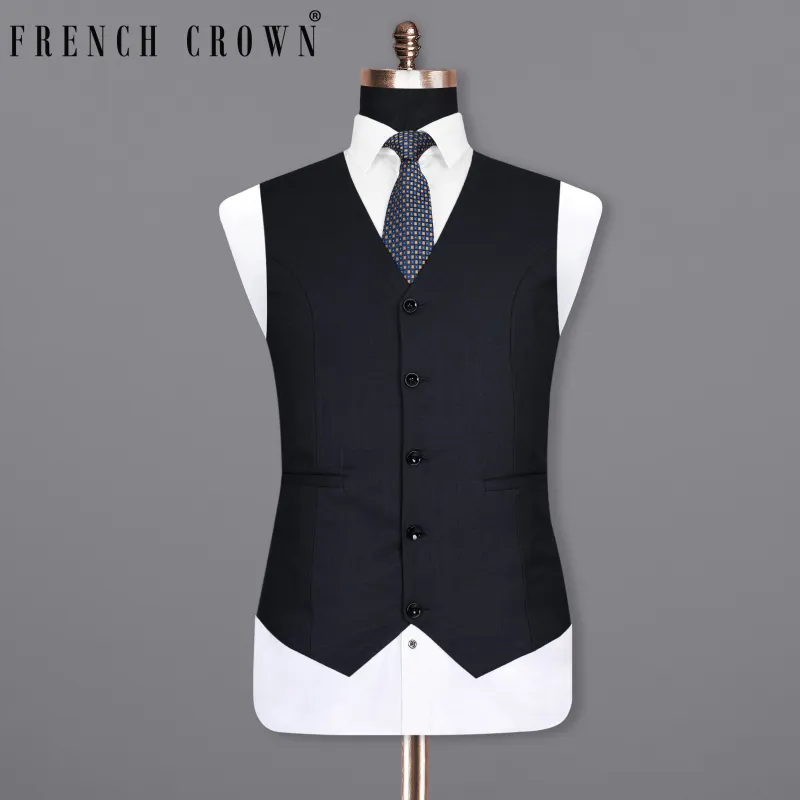 Mirage Black Subtle windowpane Wool Rich Waistcoat sold by French Crown