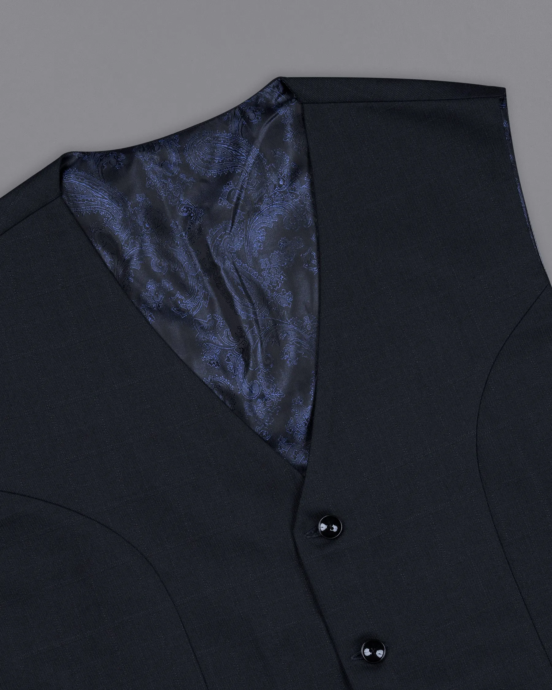 Mirage Black Subtle windowpane Wool Rich Waistcoat sold by French Crown product image thumbnail 4